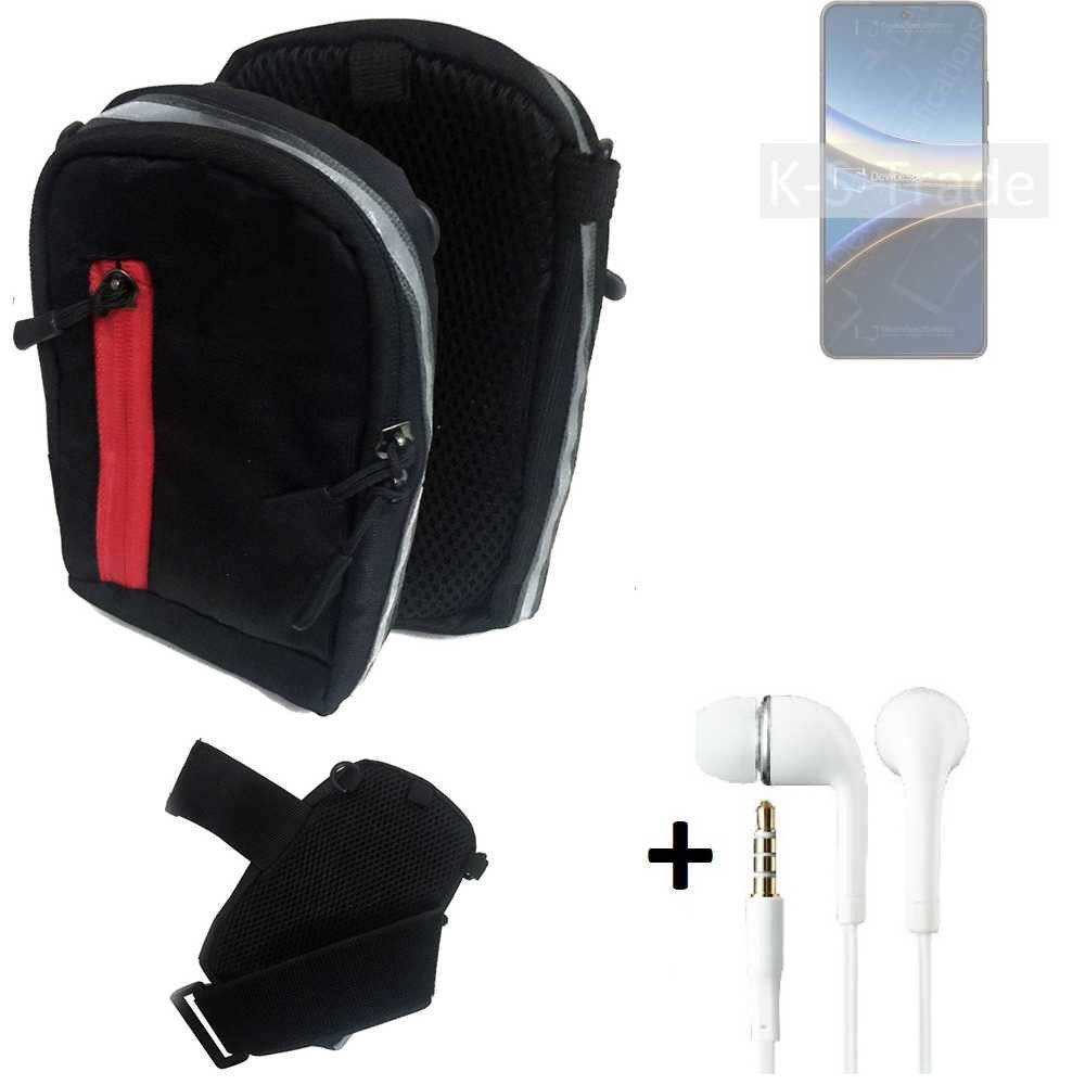 K-S-Trade Handyhülle für POCO F7 Pro, Outdoor Gürteltasche Holster Umhängetasche + Kopfhörer schwarz