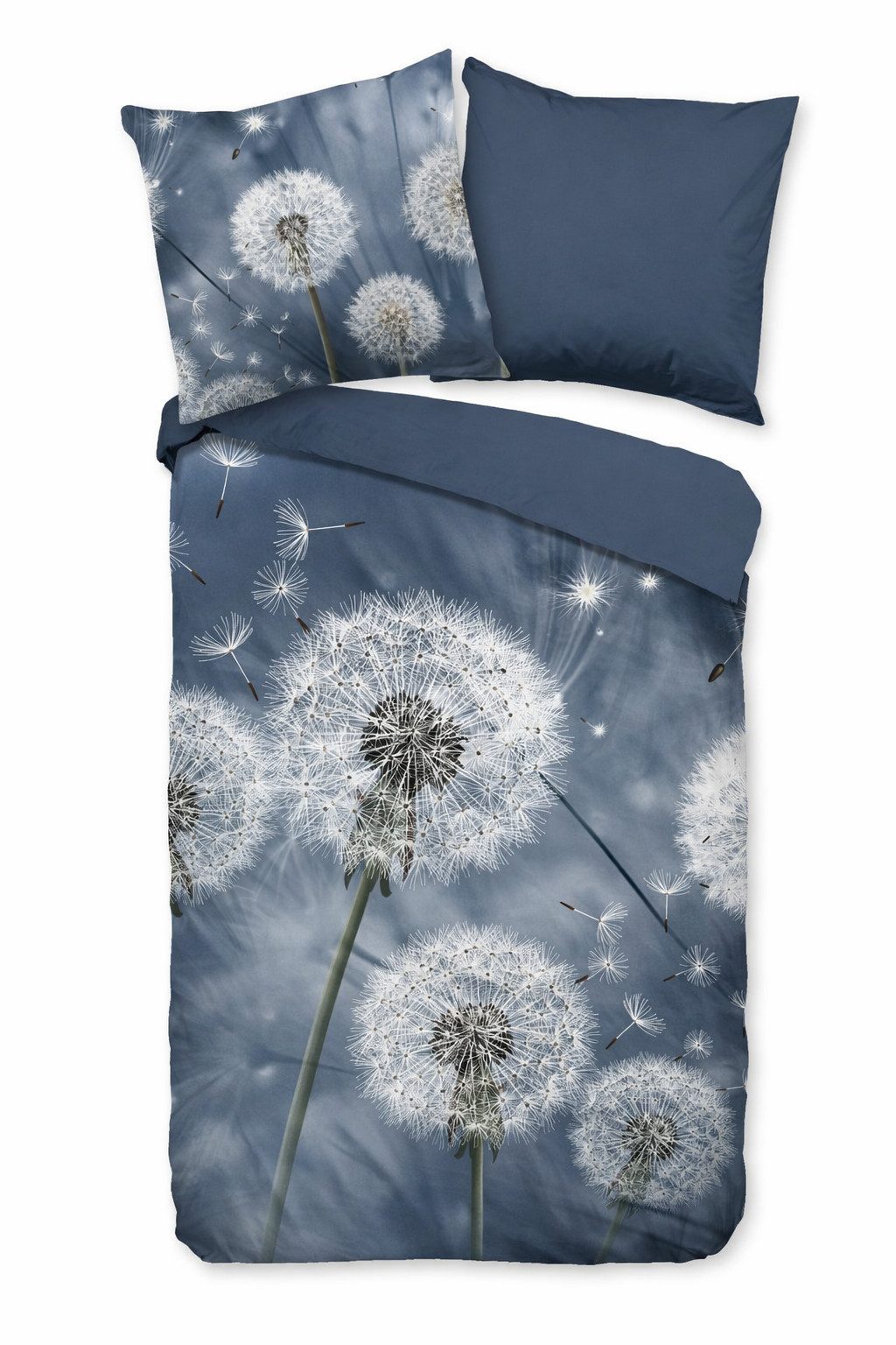 good morning Bettwäsche Baumwolle, Renforcé, 2 teilig, Pusteblumen, blau weiß