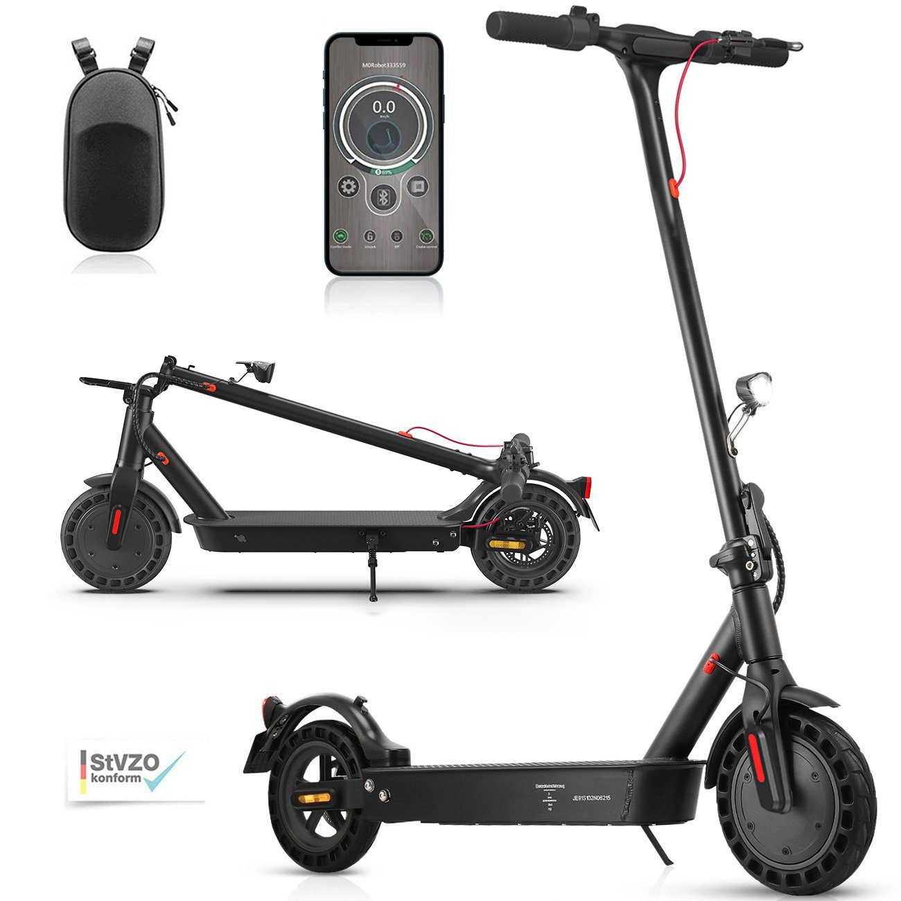 LETGOSPT E-Scooter 10 Zoll Watt Bremssystem, Erwachsene Duales Straßenzulassung für Belastung bis Faltbarer Zoll 10 mit 500,00 E-Scooter 120kg, 20,00 km/h, Elektroscooter, E-Roller W, ABE 500 Elektroroller