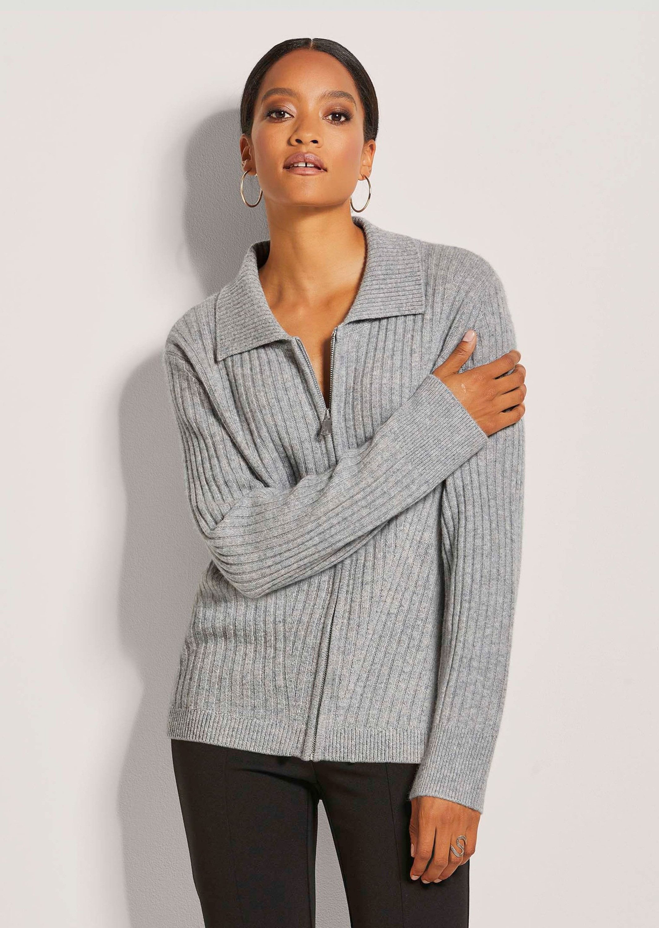 MADELEINE Strickjacke Strickjacke mit Reißverschluss