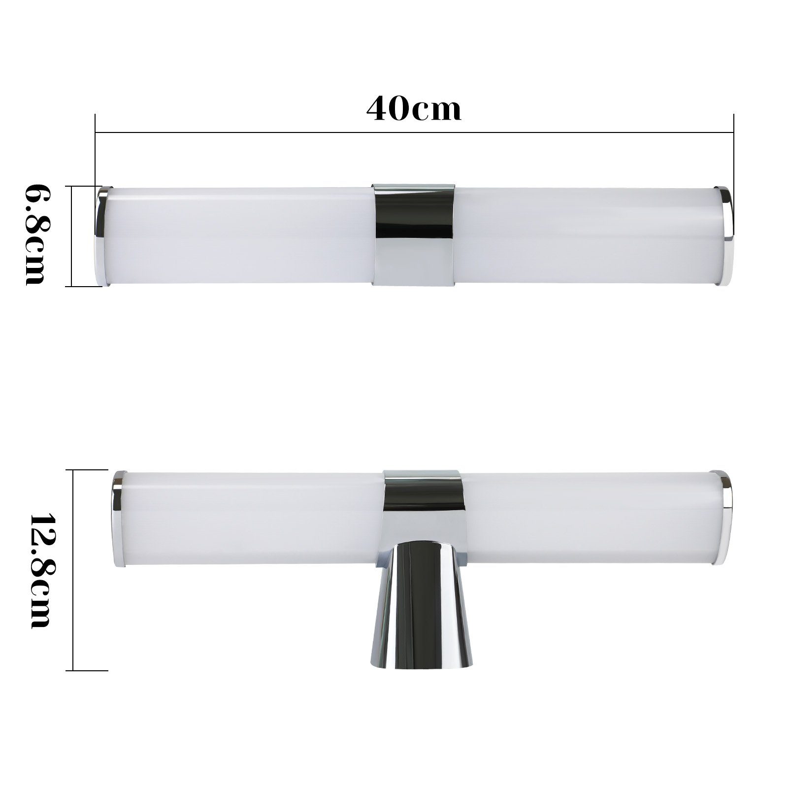 Glitzerlife LED Spiegelleuchte Bad Spiegellampe - 8W Badleuchte 40CM Chrom Wandlampe IP44 Wasserdicht Neutralweiß 4000K Badlampe Wandmontage Modern Für Badschrank_voghion.com