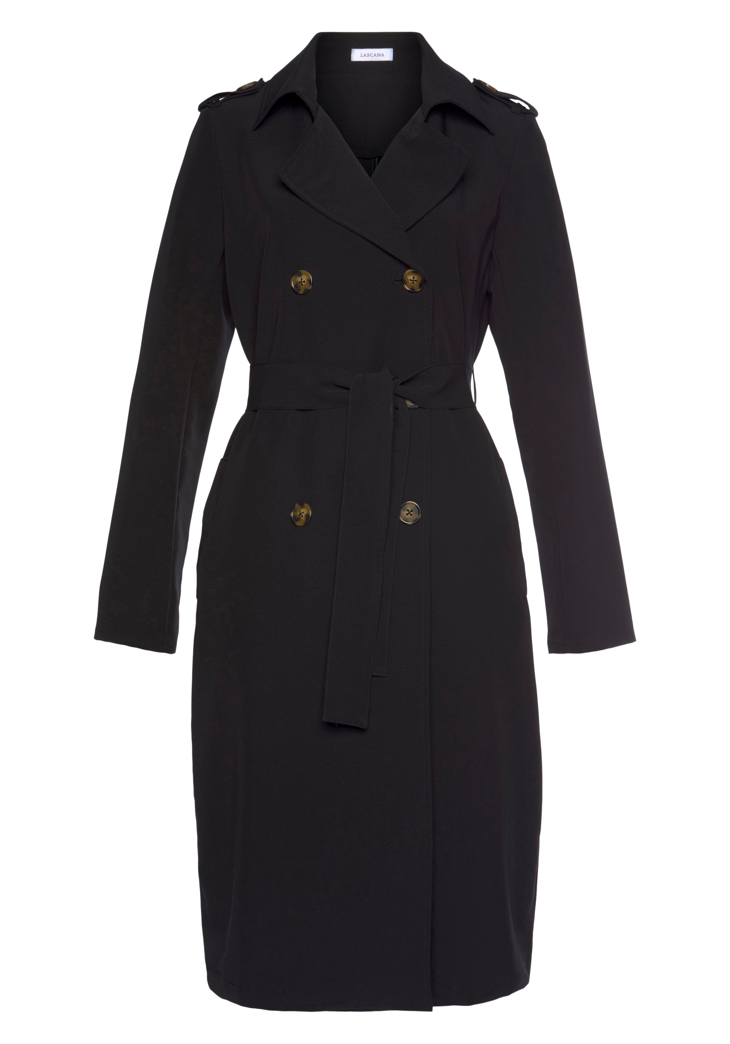 LASCANA Trenchcoat (mit Bindegürtel) zum Regulieren, leichter Damenmantel ohne Futter, casual-chic