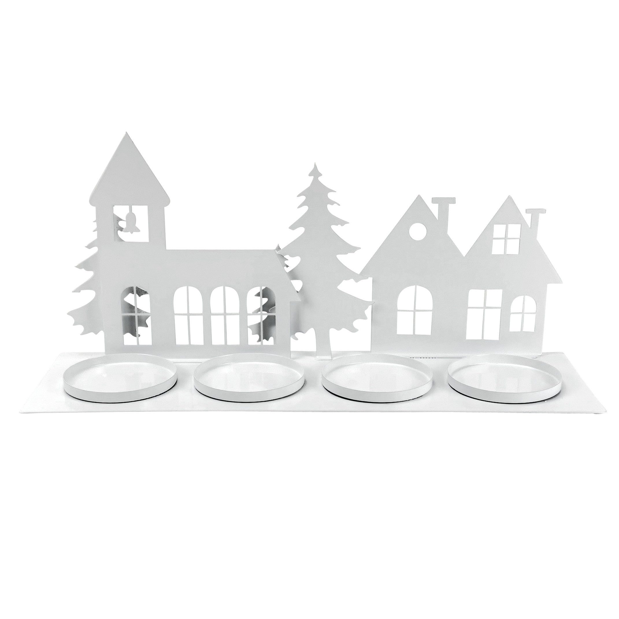 Online-Fuchs Kerzenhalter Winterdorf aus Metall - moderner Adventskranz in günstig online kaufen