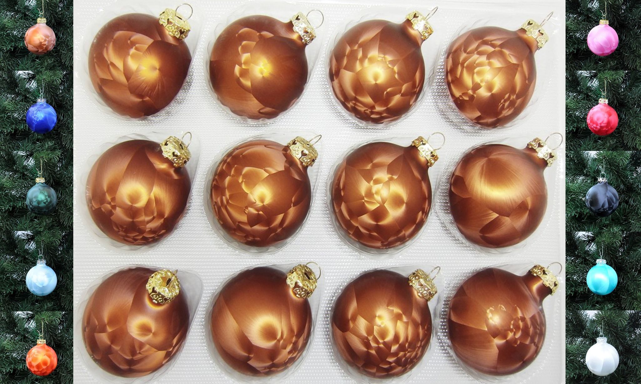 Thüringer Glasdesign Christbaumschmuck JACK 12x Glas Eislack Christbaumkugeln 6cm Thüringer Weihnachtskugeln, echt Glas, teilweise Handarbeit, inkl. praktischer Aufbewahrungsbox
