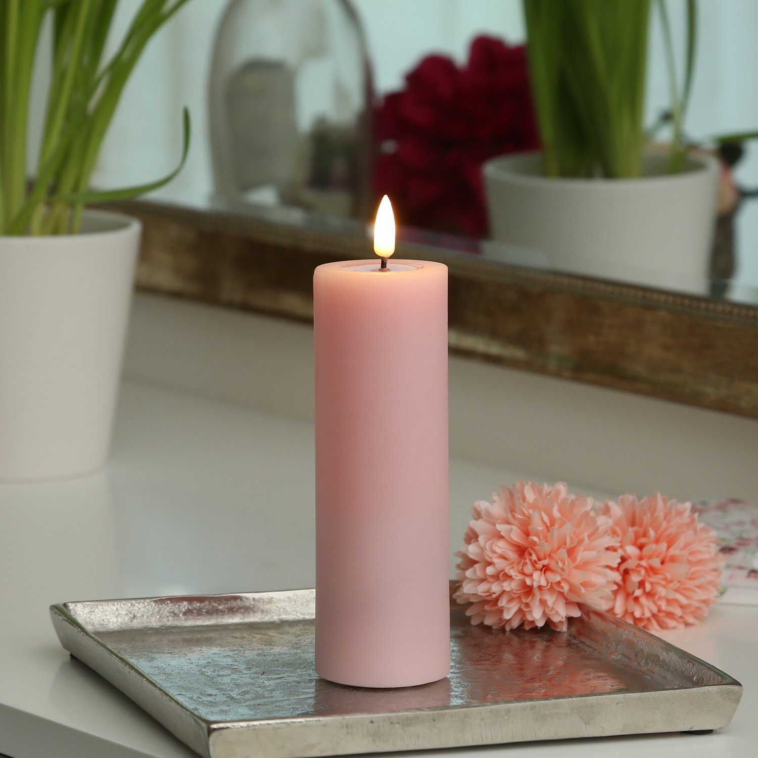 Deluxe Homeart LED-Kerze Mia Deluxe Echtwachs flackernd Wachsspiegel H: 15c günstig online kaufen