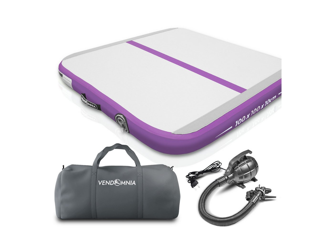 VENDOMNIA Turnmatte AIR Tracking TRACK Matte - aufblasbar, Tumbling Matte (10 cm - 20 cm hoch, mit elektrischer Pumpe, Farbwahl, Größe: 1 2 3 4 m Tumblingmatte, Gymnastikmatte, Turnmatte, Trainingsmatte, Fitnessmatte)