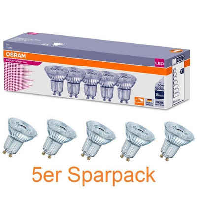 Osram LED-Leuchtmittel GU10 Spot Reflektor Lampe PAR16 4,5W warmweiß Dimmbar 5er, GU10, Warmweiß, Dimmbar, Energiesparend