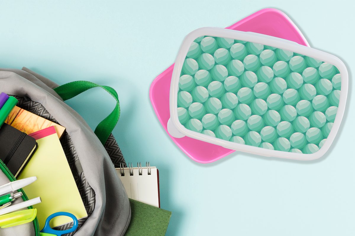 rosa Brotbox Kunststoff - für Minze Ball, Erwachsene, Lunchbox - Kinder, Kunststoff, MuchoWow Mädchen, Snackbox, Brotdose Gestaltung (2-tlg),