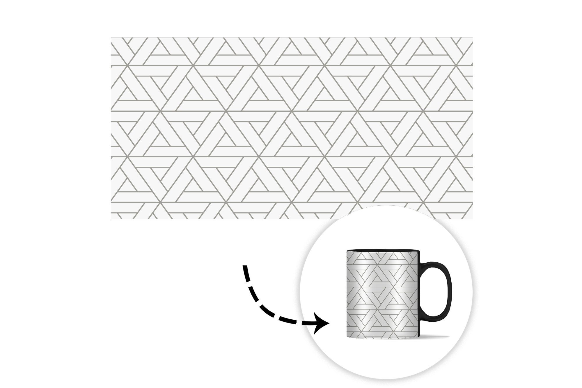 Tasse - Design - Farbwechsel, - Zaubertasse, Teetasse, MuchoWow - Keramik, Linie Schwarz Kaffeetassen, Weiß, Muster Geschenk