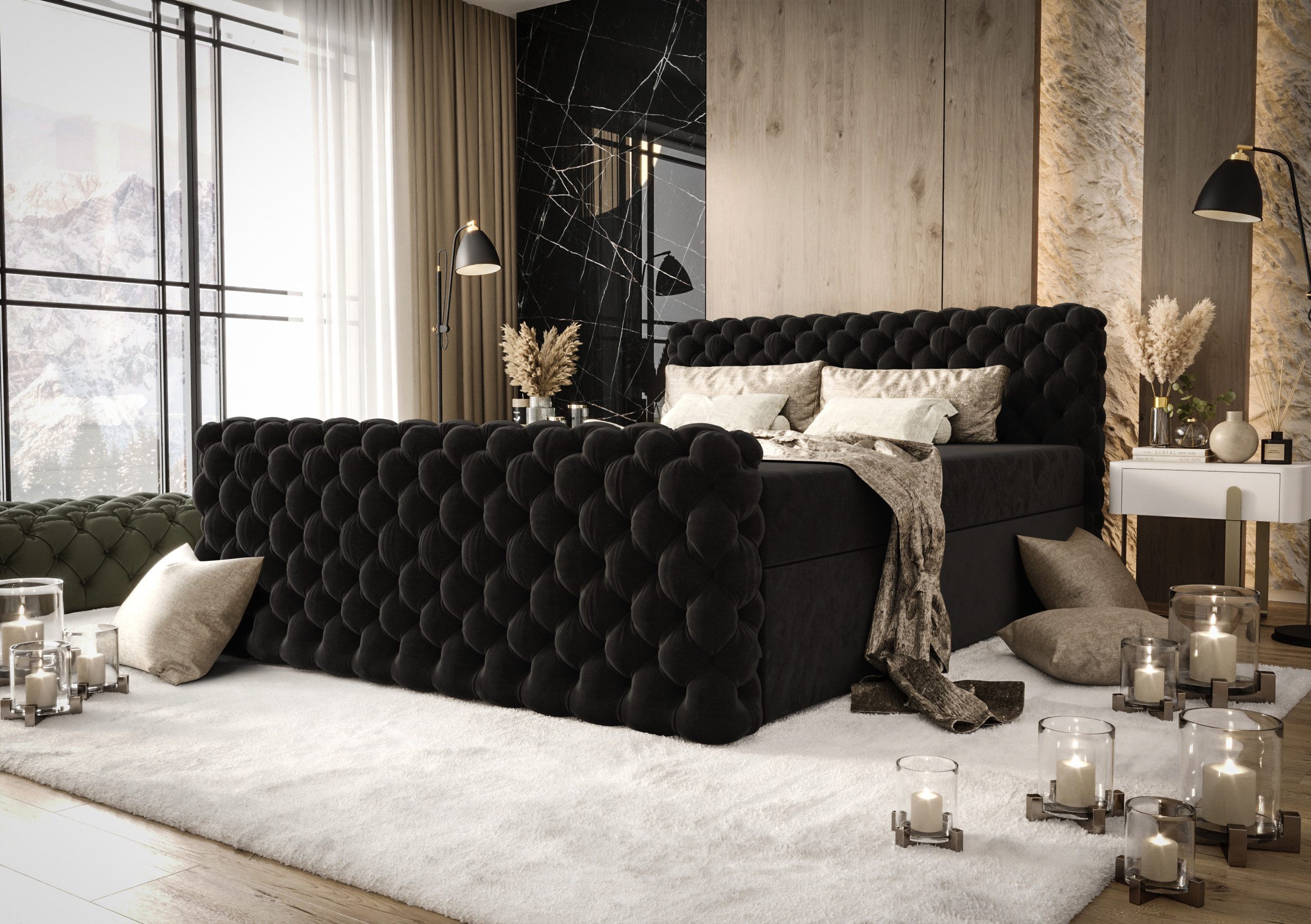 B&B Home Boxspringbett Boxbett The Big One Figo 200 cm x 220 cm (inkl zwei Bettkästen, Multipocket-Matratze und Topper)