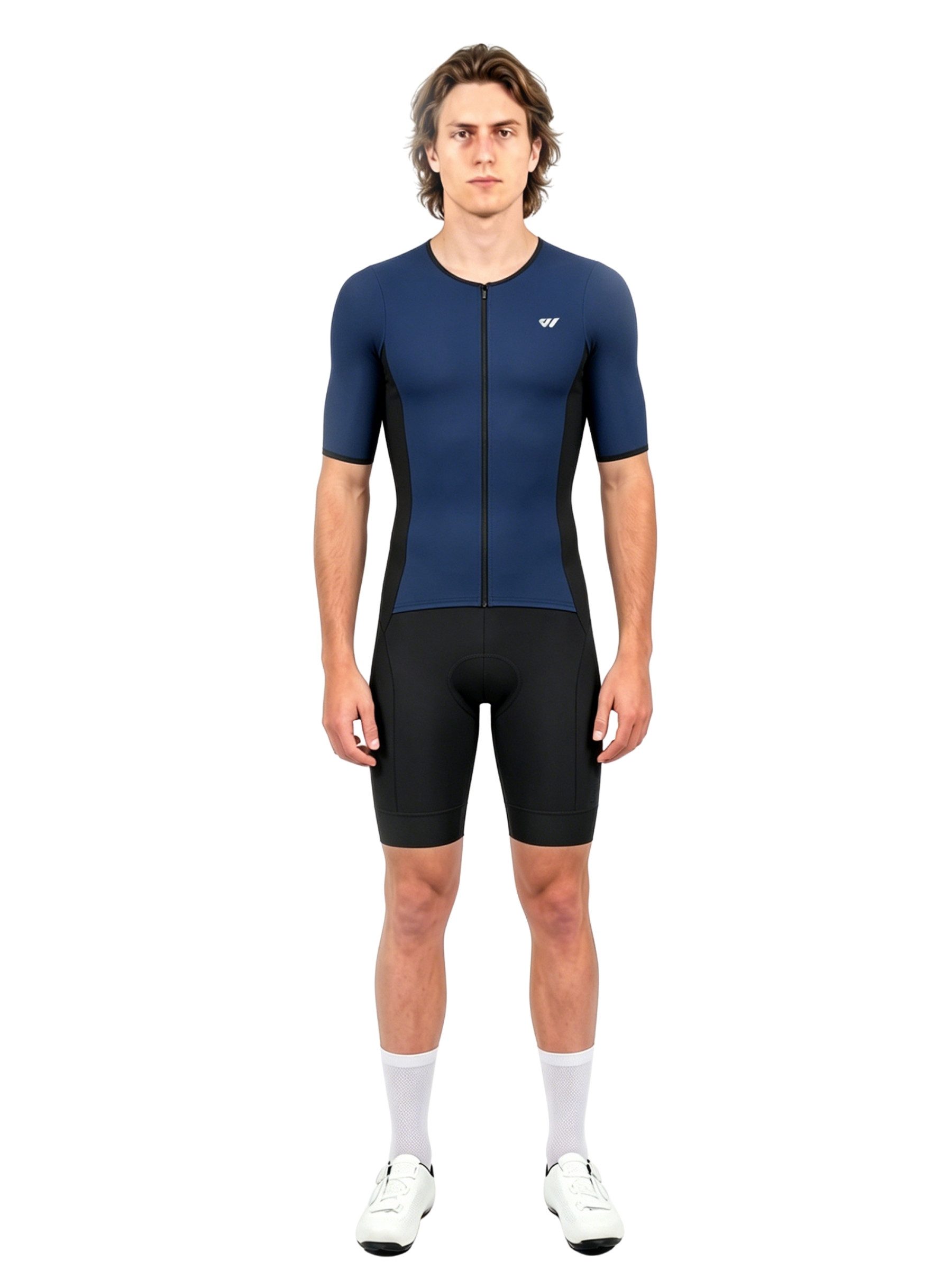 Wulibike Trainingsanzug Herren-Triathlonanzug Kurzarm Einteiler mit Sitzpolster, atmungsaktiv (Einteilig, 1-tlg), aerodynamischer Trainingsanzug für Radsport Laufen Schwimmen