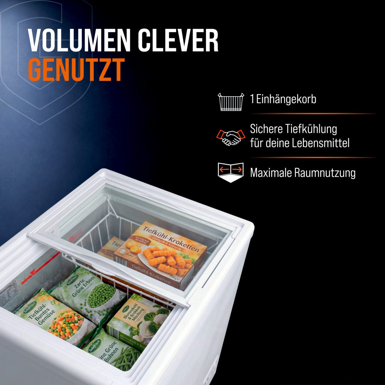 GastroHero Gefriertruhe Tiefkühltruhe 97 Liter mit Glasschiebedeckel & Schloss - Eistruhe TKTR-ECO100N, 58.5 cm breit, 97 l – Bild 4 von 5