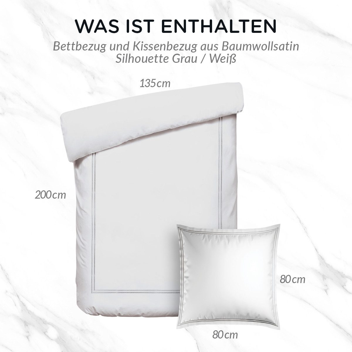 Pure cottom Bettwäsche Baumwoll-Satin Bettwäsche grau/weiß, Baumwoll-Satin, verschiedene Größen