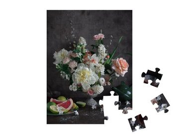 puzzleYOU Puzzle Blumenarrangement im englischen Stil mit Tee, 48 Puzzleteile, puzzleYOU-Kollektionen Blumen-Arrangements