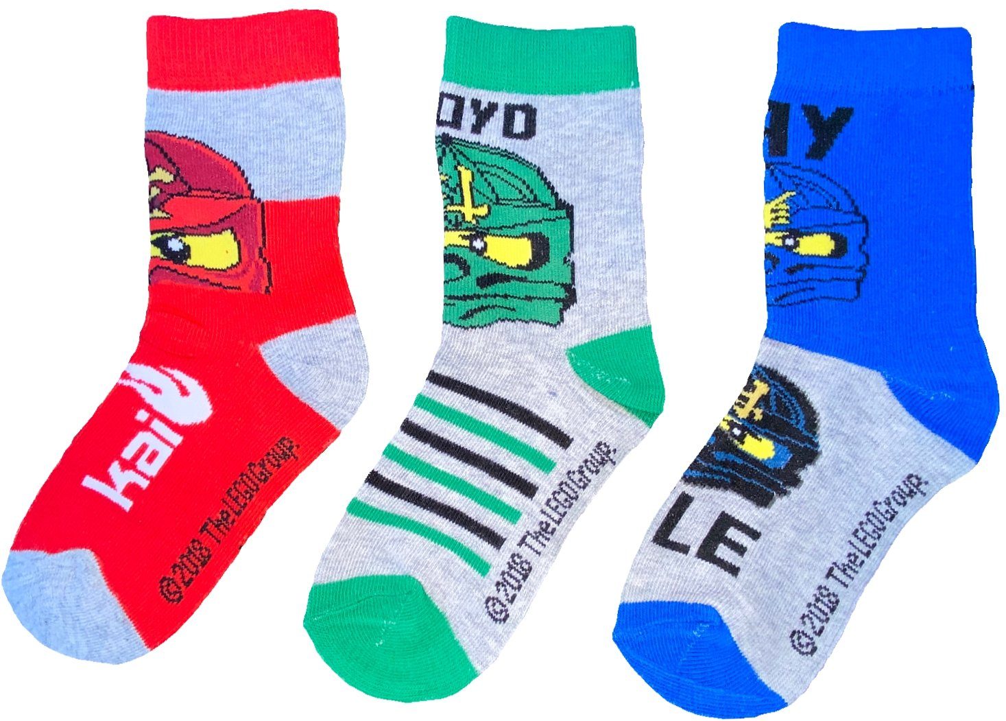 LEGO® Feinsocken LEGO® NINJAGO SOCKEN JUNGENSOCKEN Kinderstrümpfe Strümpfe Kniestrümpfe Jungen + Mädchen 27/30 31/34 35/38 Grau (6 Paar Kindersocken) 6Paar