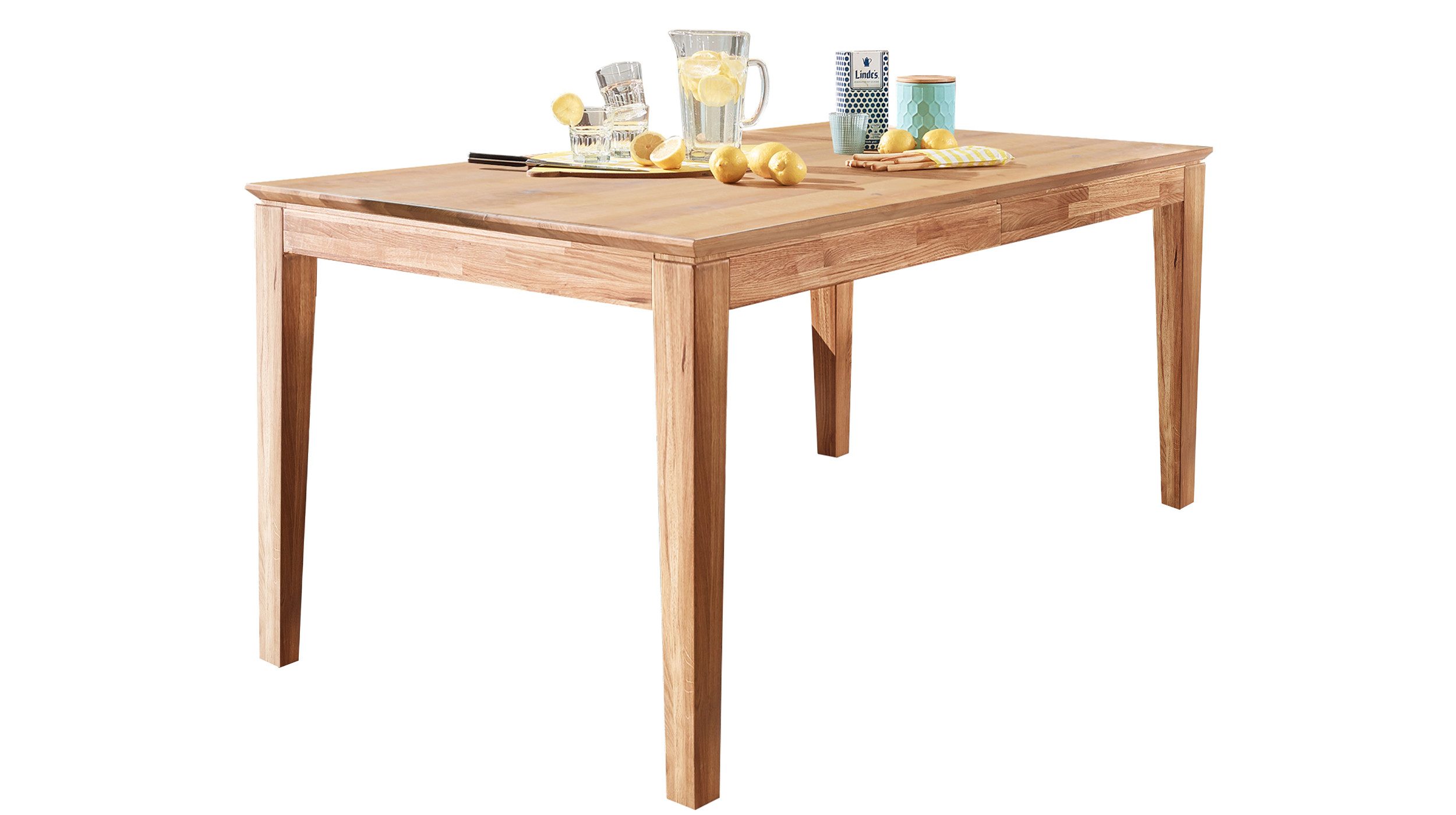 Massivart® Esstisch MATEO 140 - 200 cm ausziehbar / Butterfly Auszug / Kernbuche, Tischplattenstärke 25 mm / geölt / 4 massive Standbeine
