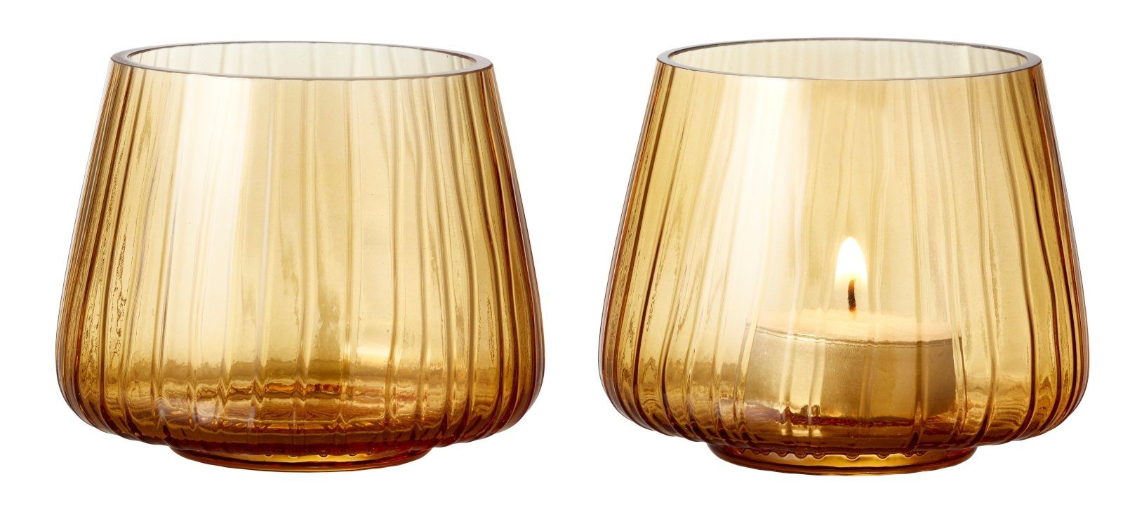 Bitz Teelichthalter Kusintha Teelichthalter amber 7,5 cm Set 2, Teelichthalter Kusintha 7,5 cm 2 Stck. Amber Glas