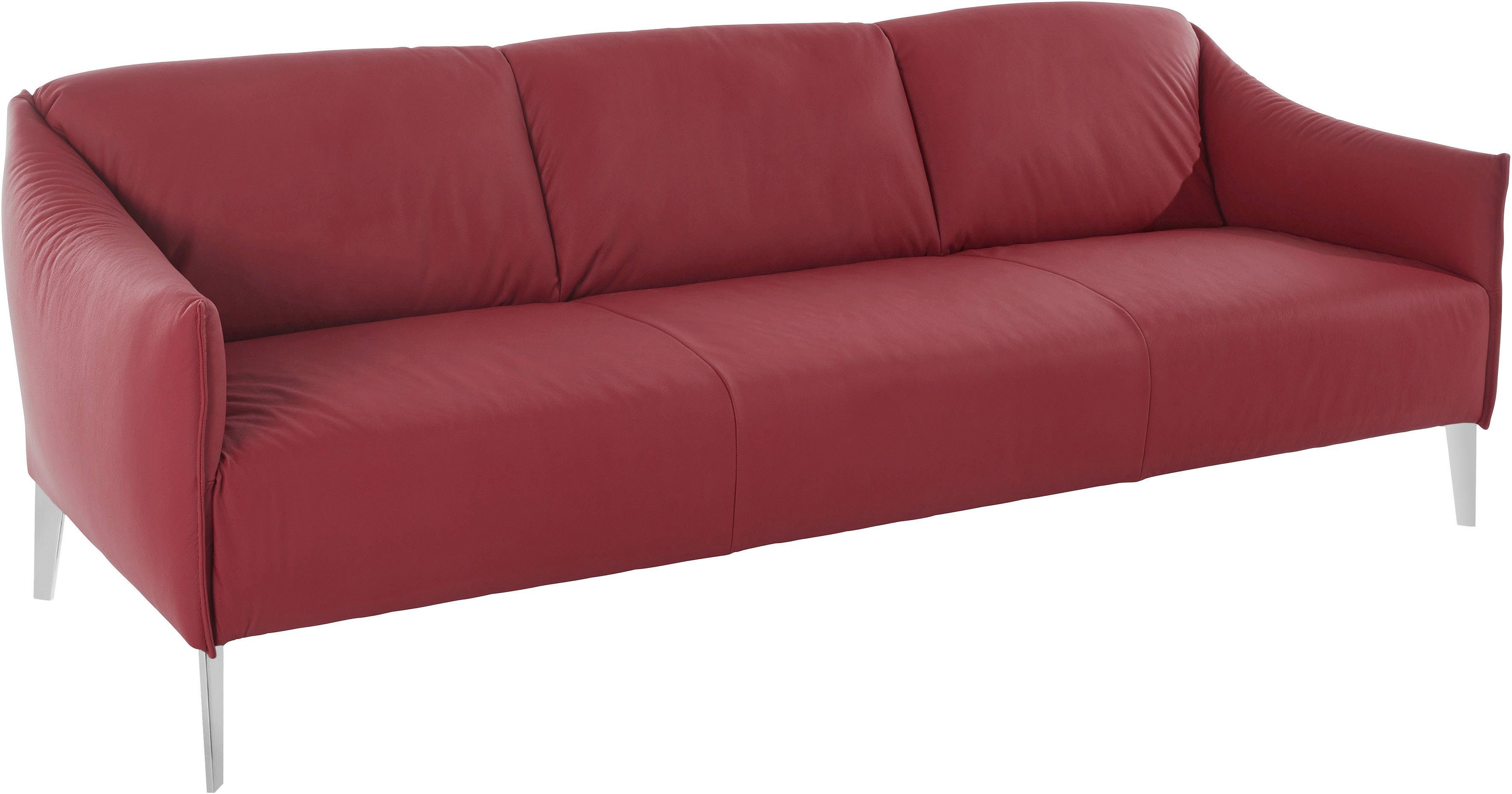 Chrom W.SCHILLIG 3-Sitzer in mit sally, red cm ruby Metall-Winkelfüßen glänzend, Breite 224 Z59