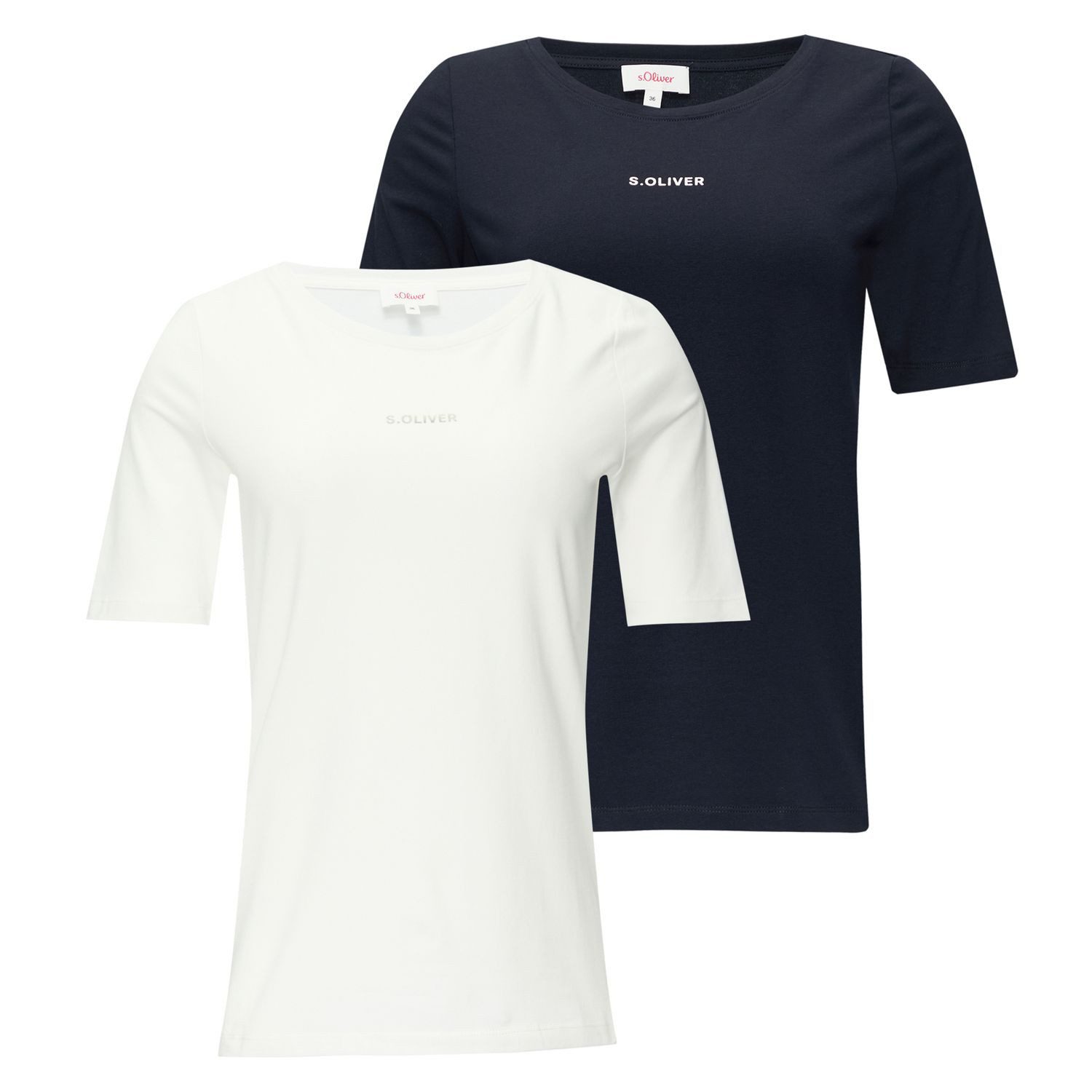 s.Oliver T-Shirt Label-Shirt (2-tlg) kurzarm, Rundhals, günstig online kaufen