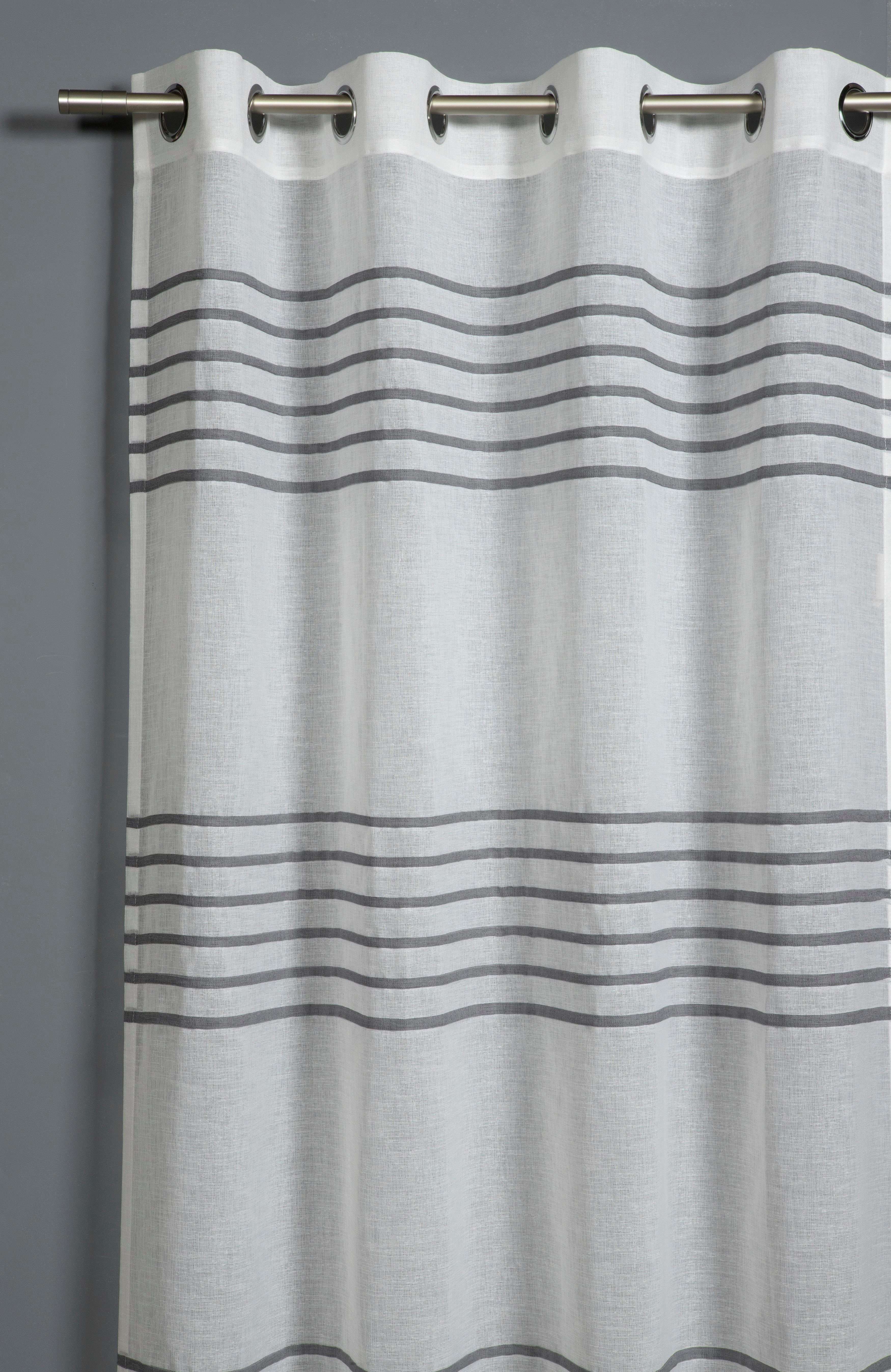 Gardine Schal mit Ösen 3-D Streifen, Polyester, grau GARDINIA, transparent, Etamine Stoff: Etamine Ösen (1 transparent, St)