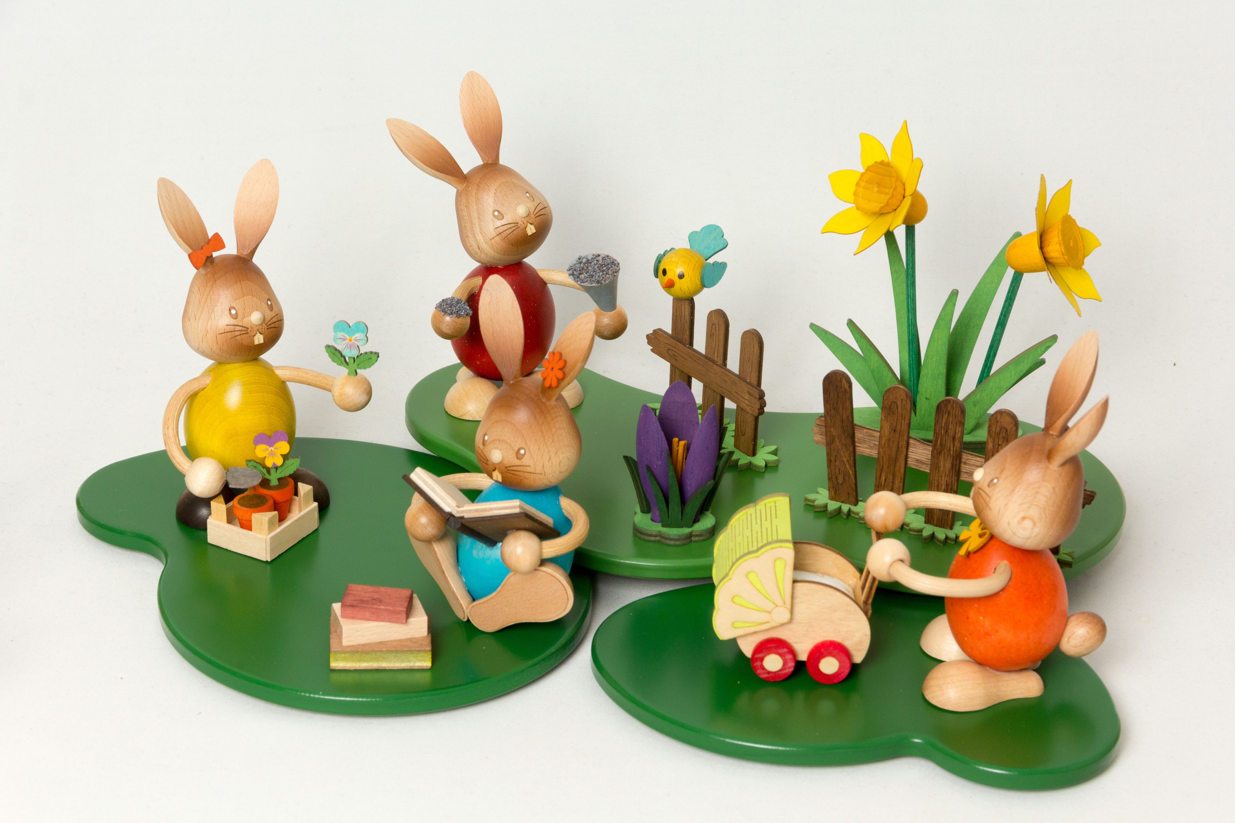 Kuhnert Osterhase Kuhnert Stupsi Hase mit Schubkarre, Erzgebirgische Holzkunst