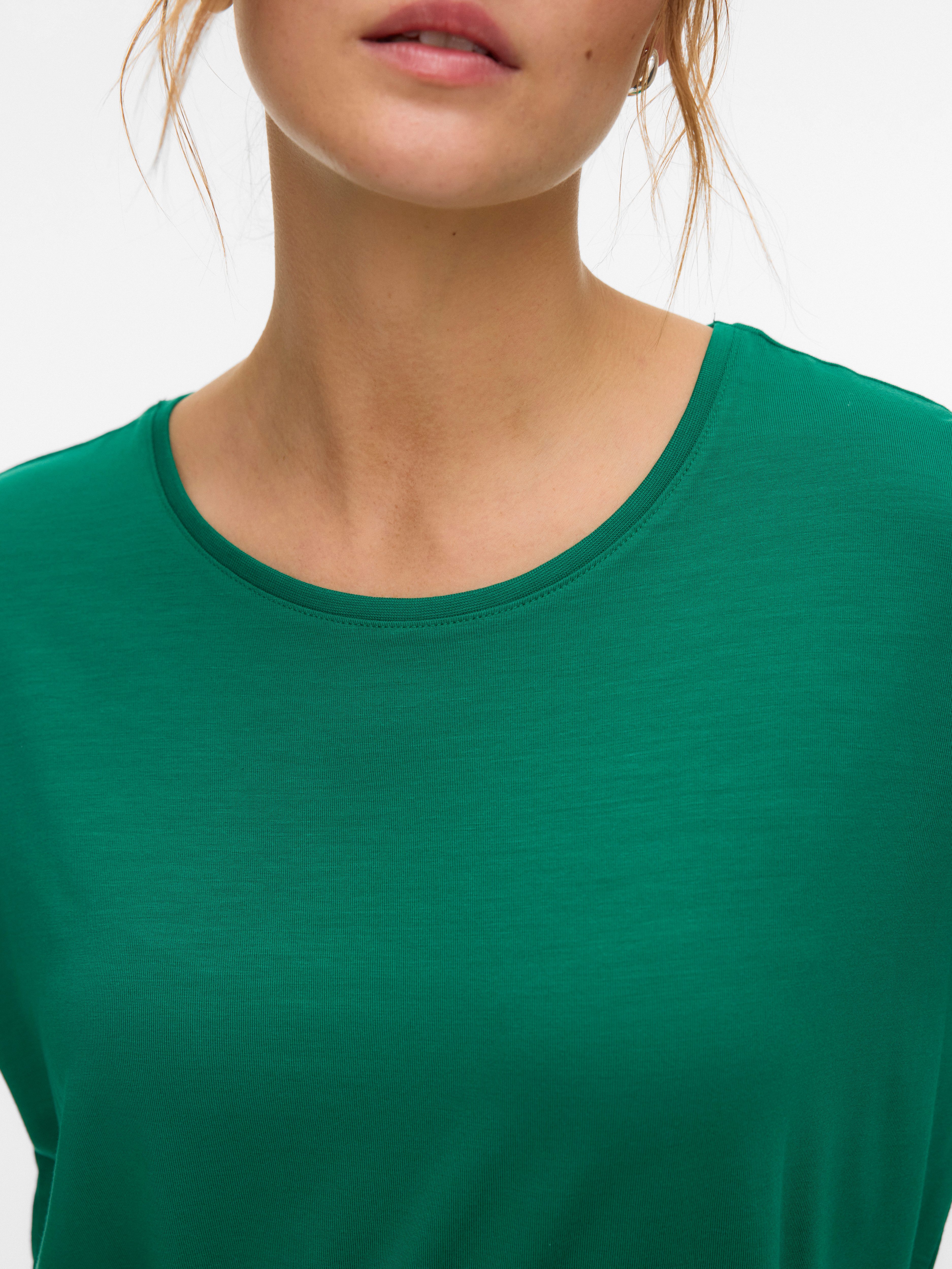 Vero Moda T-Shirt VMAVA PLAIN SS TOP JRS NOOS Materialmix, regular fit – Bild 4 von 5