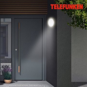 Telefunken LED Außen-Wandleuchte 313706TF, LED fest verbaut, Neutralweiß, Außenleuchte IP44 Bewegungsmelder 2000lm Ø28cm