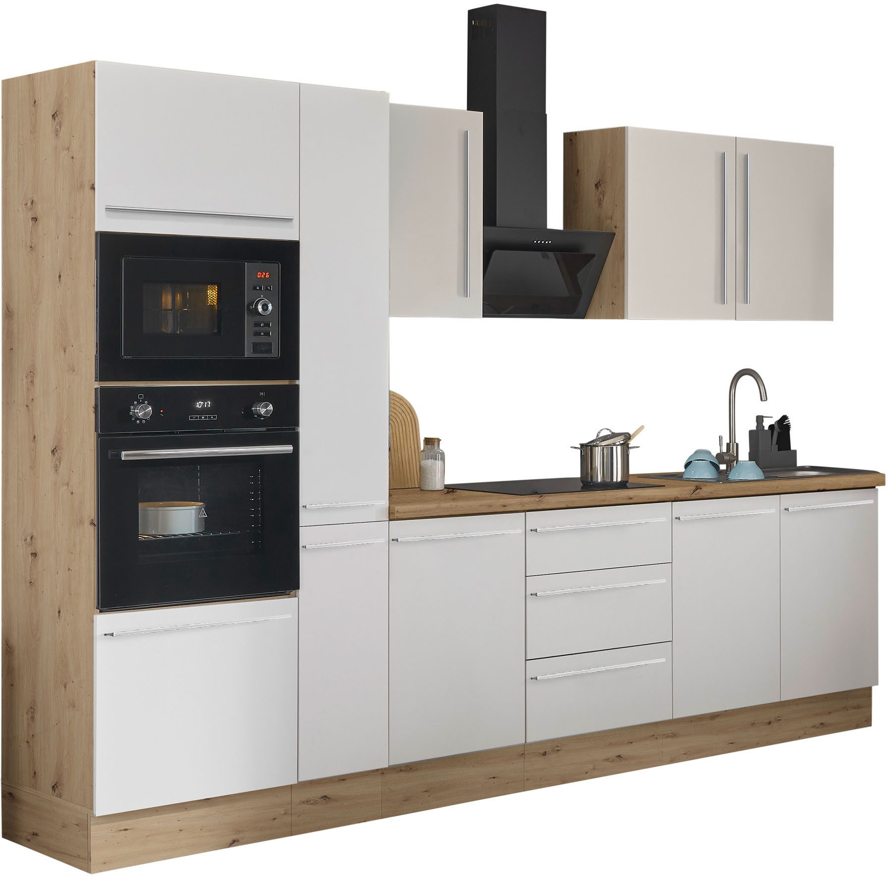 KOCHSTATION Küchenzeile Florida, Breite 300 cm, wahlweise mit E-Geräten,Softclose für Türen/Schubkästen