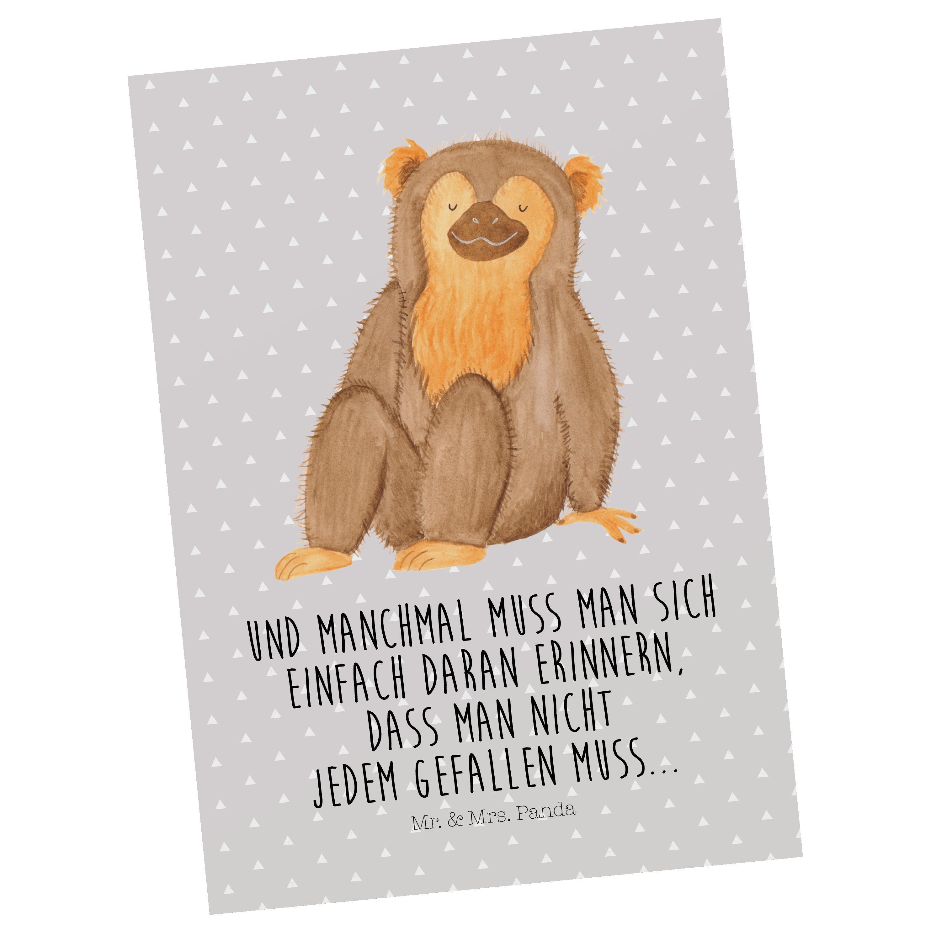 Grau Geschenkkarte, Affe Wildtiere, Geschenk, Panda & Postkarte Dankeskarte - Mrs. - Pastell Mr.