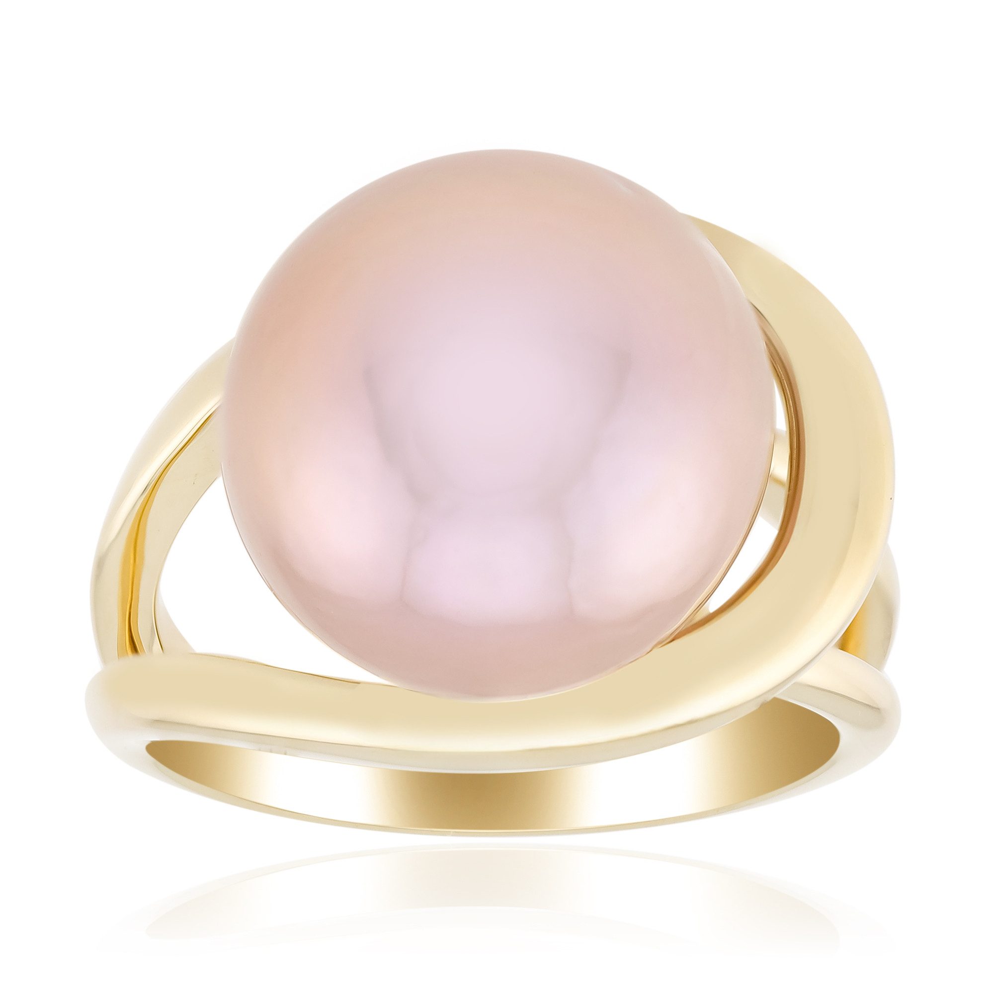 Cavill Perlenring Cavill Sterling Silberring vergoldet mit 12,5 mm purpurfarbener Perle (1-tlg)