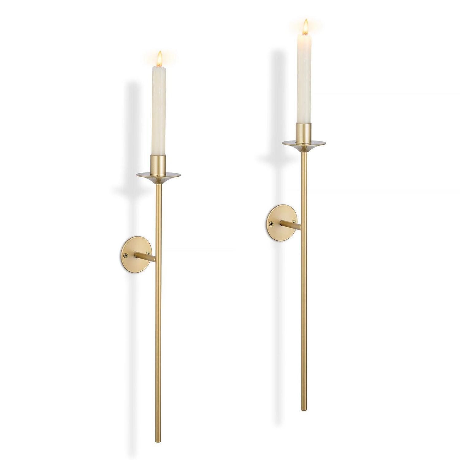 LuxusKollektion Wandkerzenhalter Kerzenhalter Wand Gold Metall 2er-Set (2 St)