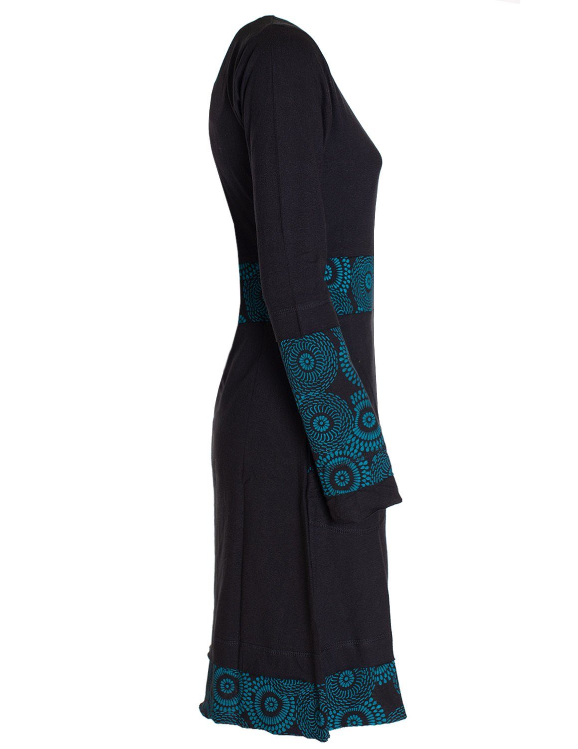 Vishes Tunikakleid Damen Langarm Longshirt-Kleid Sweatkleid Shirt-Kleid Tunika-Kleid Hippie, Guru, Retro Style