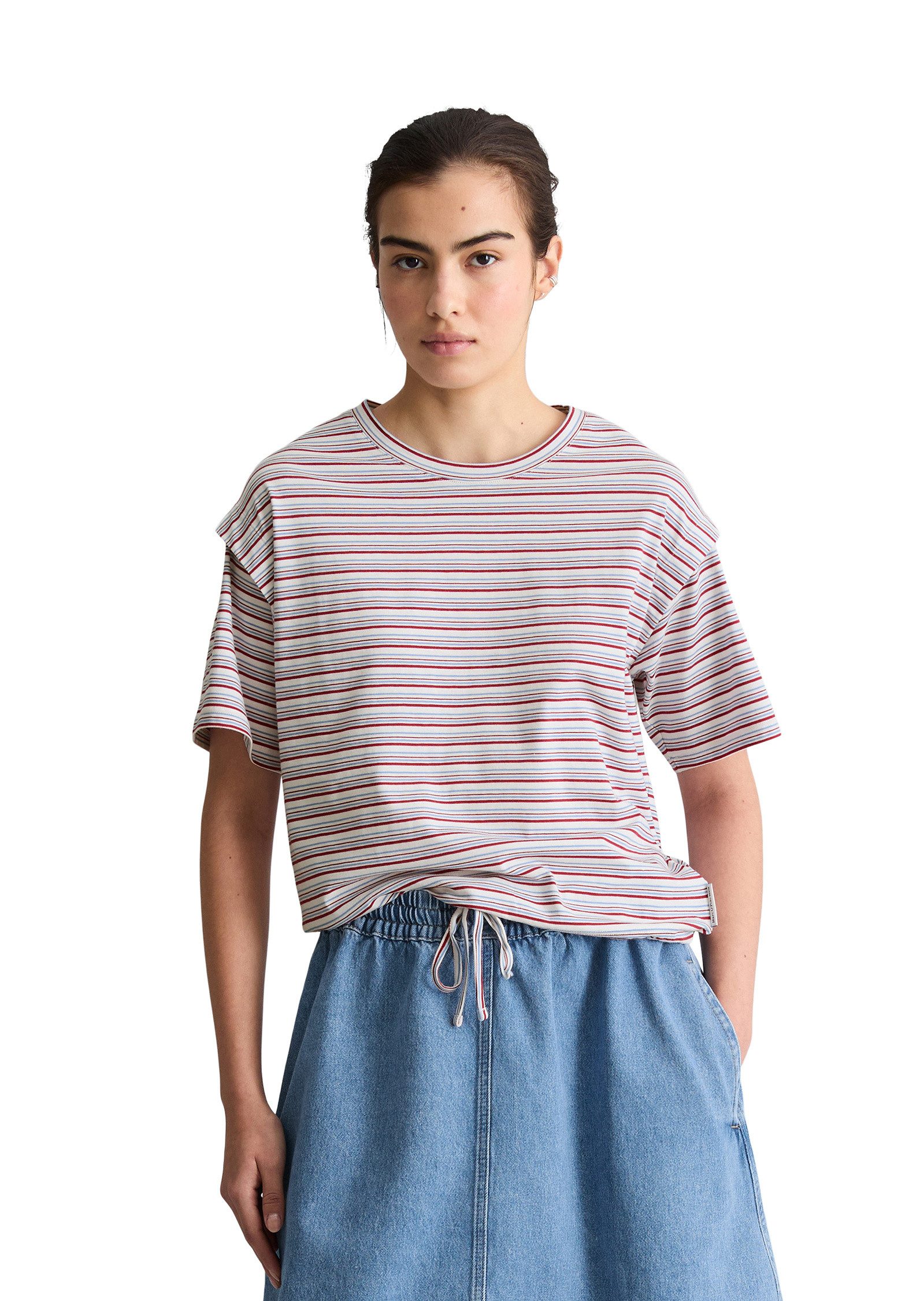 Marc O'Polo DENIM T-Shirt mit Tunnelzug am Saum