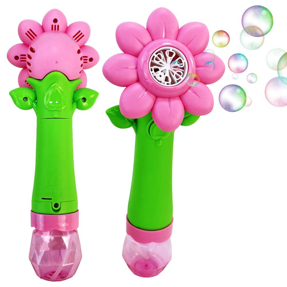 Van Manen Seifenblasenspielzeug 2 Stück Seifenblasen Blume elektrischer Stab - ca. 27 cm