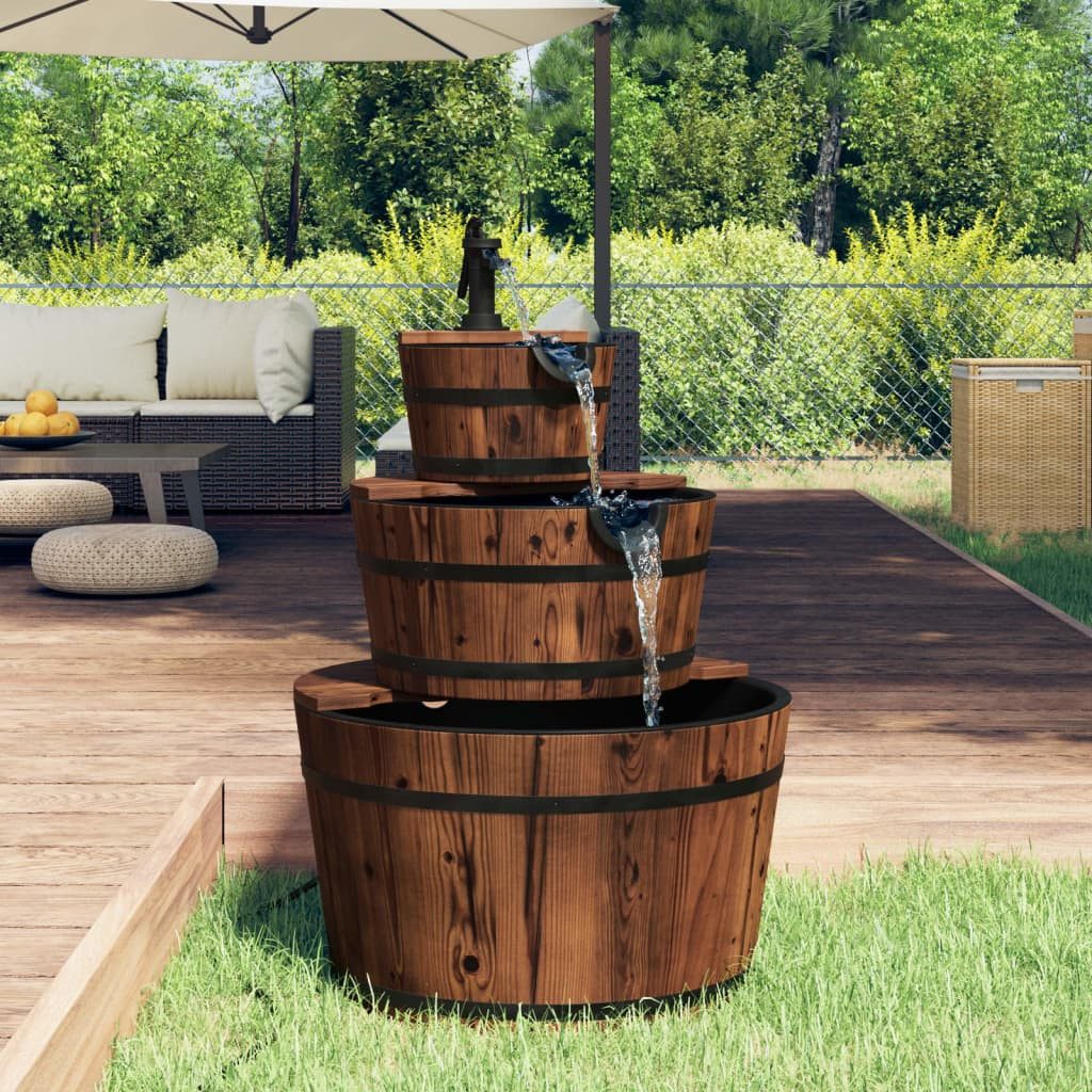 Thumbnail - vidaXL Gartenbrunnen, Wasserbrunnen mit Pumpe 60x60x94 cm Massivholz Tanne
