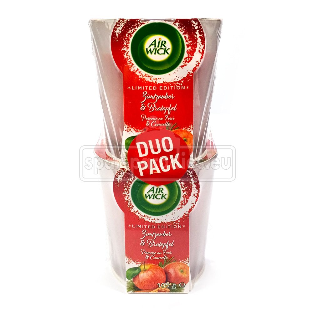 Air Wick Duftkerze Air Wick Wohlfühl-Duftkerzen Zimtzauber & Bratapfel, 2x 105 g