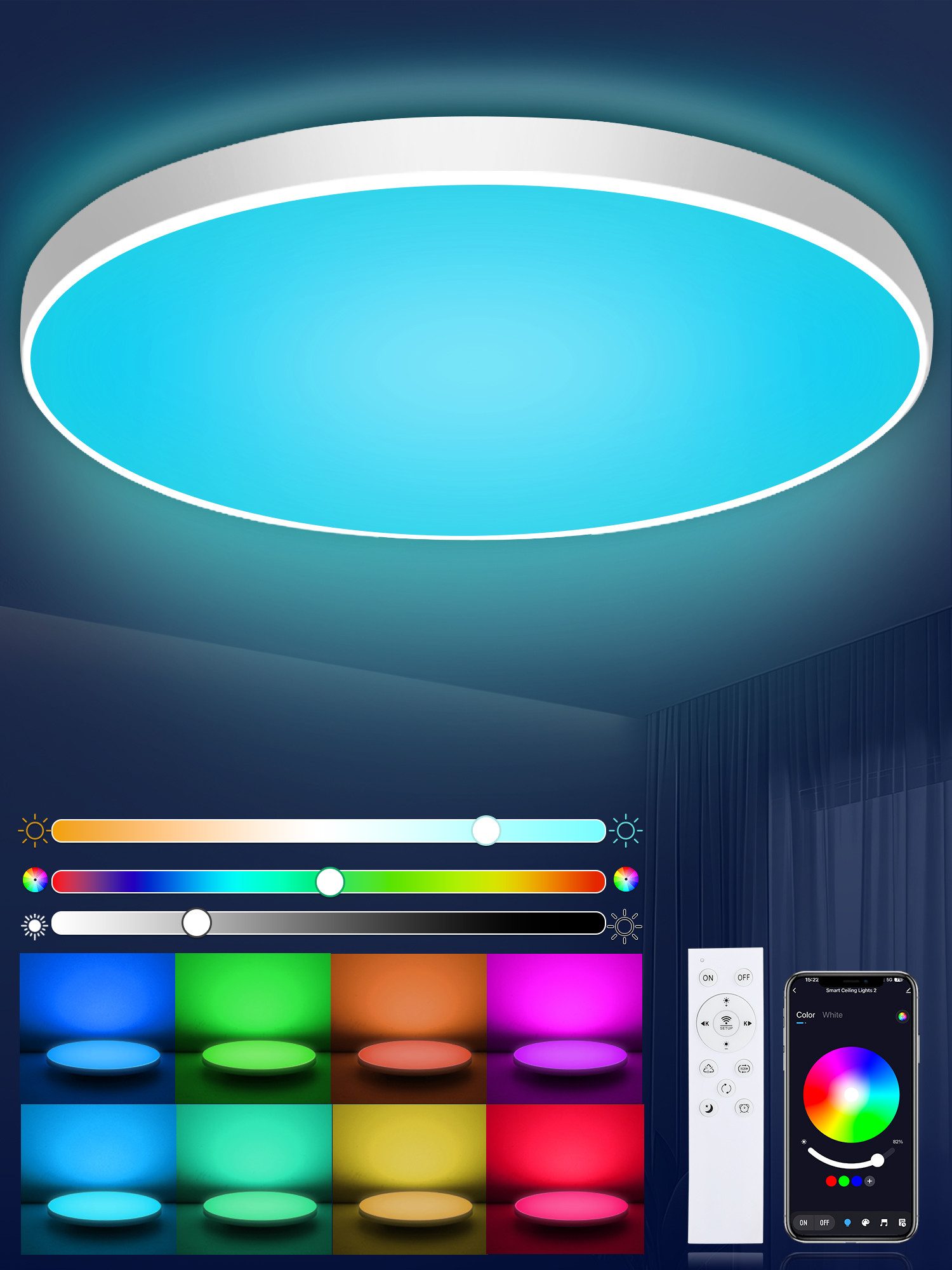 Oraymin Deckenleuchte Deckenlampe RGB Schlafzimmer Panel günstig online kaufen