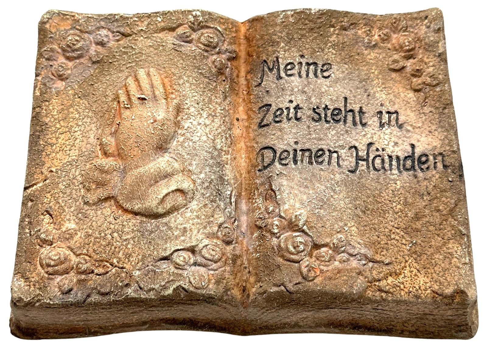 Bambelaa! Dekofigur Grabschmuck Deko Trauerartikel Hände auf Buch Ton Ca. 20 x 1
