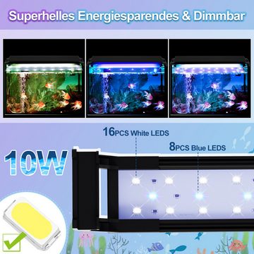 Clanmacy LED Aquariumleuchte 10W für 35-50cm LED Aquarium Beleuchtung mit timer Aufsetzleuchte, 10W für 35-50cm aquarium