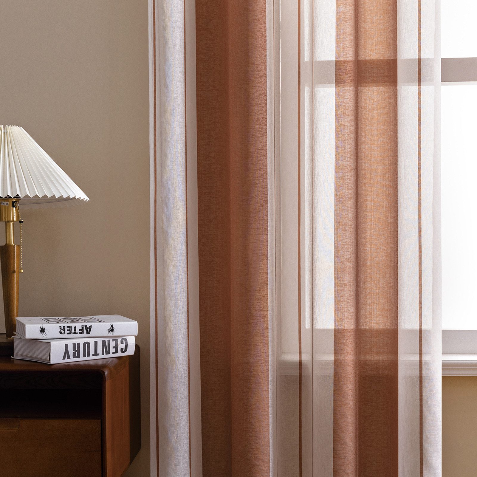 Qelus Vorhang Moderne Streifen-Voilegardinen, 2er-Set, Lichtdurchlässig & Elegant, Semi-Transparent, Mit Ösen, 3 Farben, Für Wohnzimmer & Schlafzimmer – Bild 5 von 5