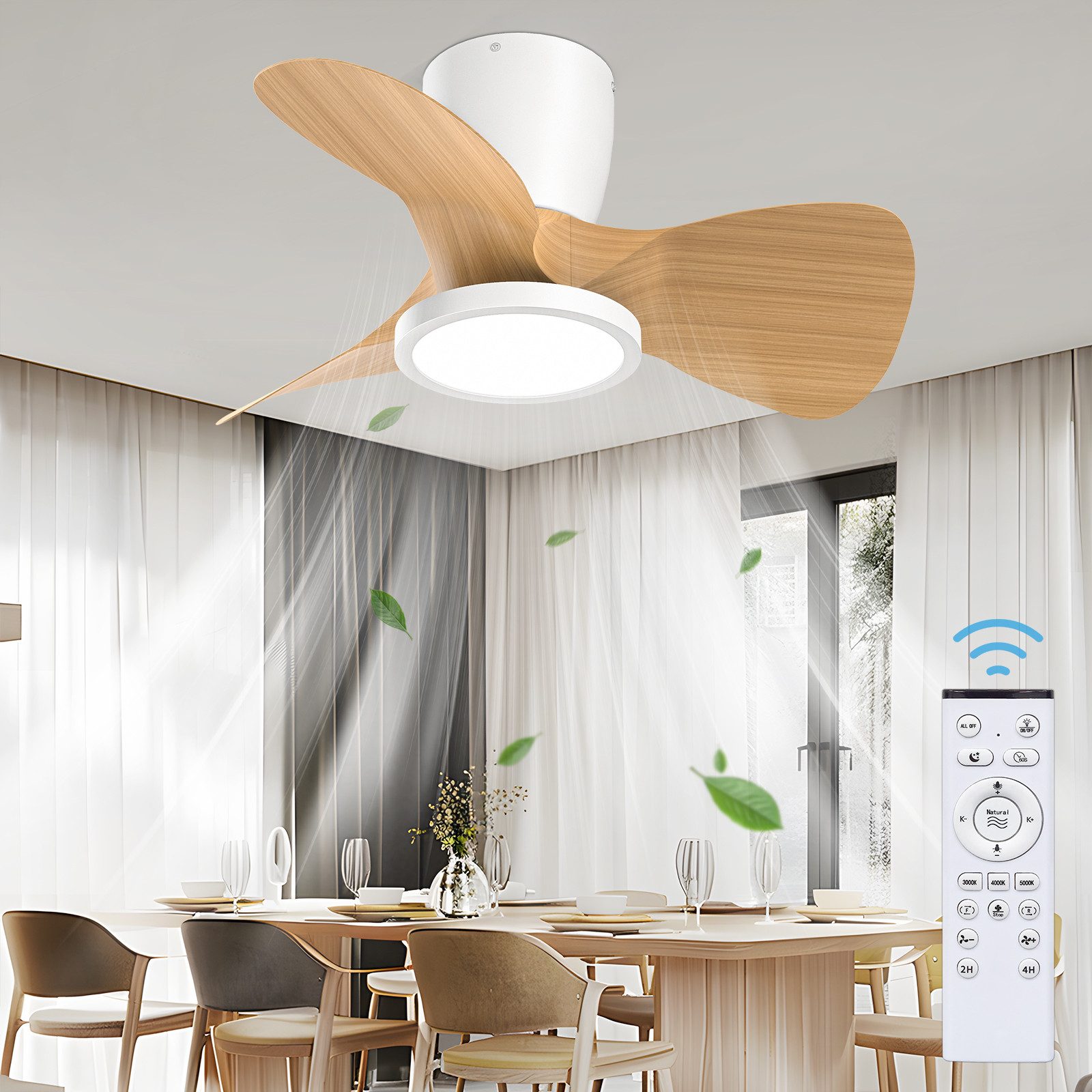 Tukrool Deckenventilator Ventilatorleuchte Fernbedienung Modell Ø günstig online kaufen