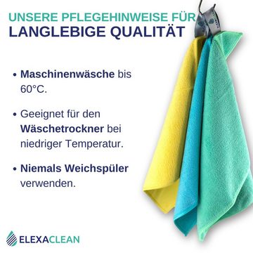 ELEXACLEAN Universal Reinigungstücher Mikrofasertuch (Set, 12-tlg., 30x30 cm, fusselfrei, streifenfrei, saugfähig)