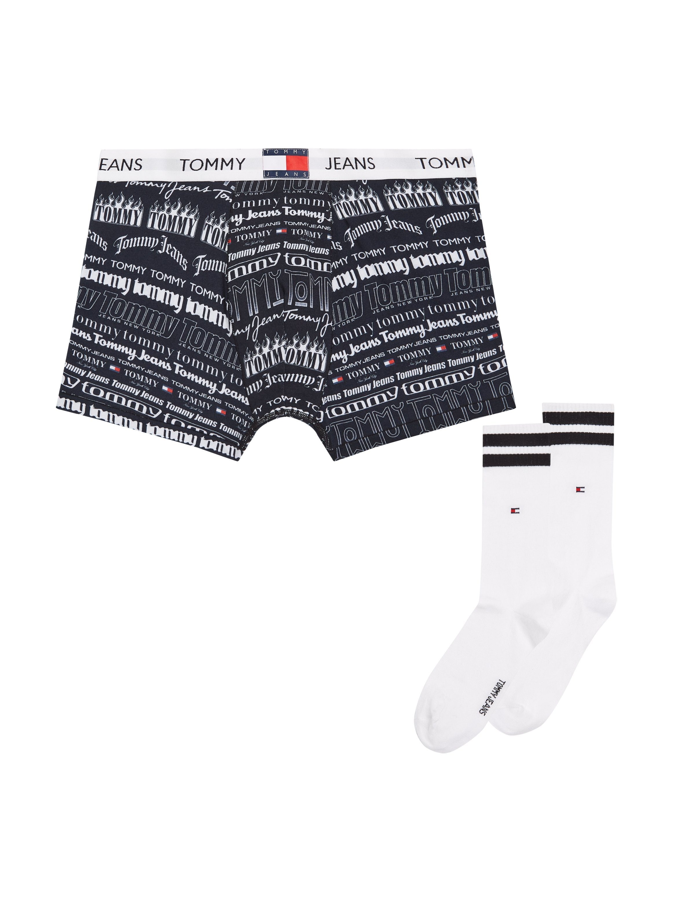 große Sache Tommy Hilfiger PRINT 2-St., Underwear SET TRUNK mit Boxershorts (Set, SOCKS Trunk + & Socken) Allover-Logomuster