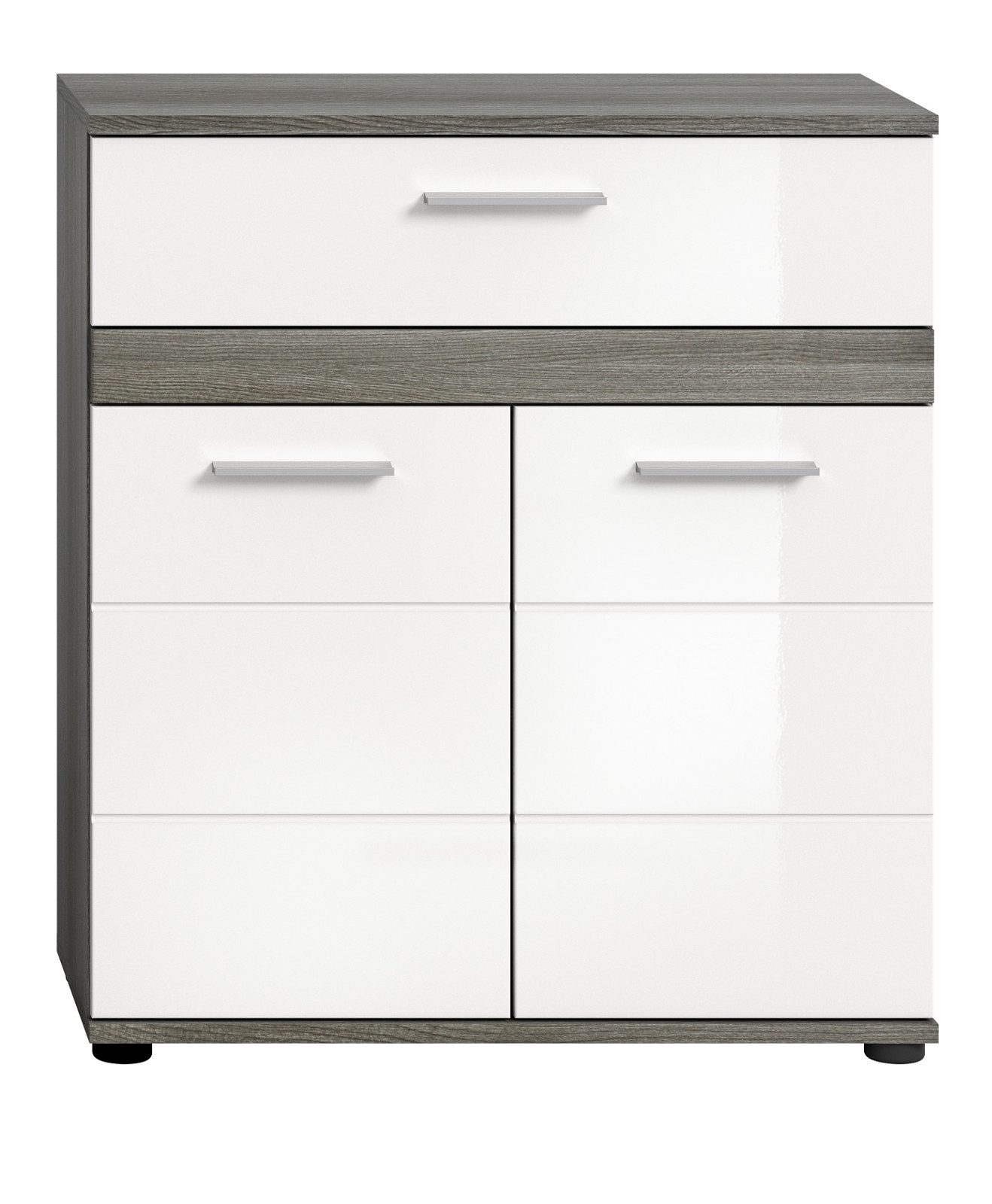 Inn.Furn Badkommode Bailey (in weiß Hochglanz und Rauchsilber grau, Breite 71 cm), mit Schubkasten