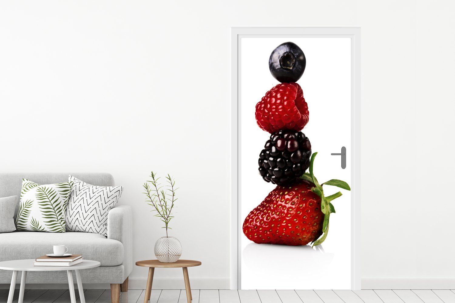 MuchoWow Türtapete Obst - Rot - Himbeere, Matt, bedruckt, (1 St), Selbstkle günstig online kaufen