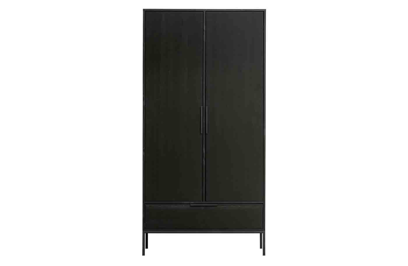 WOOOD Kleiderschrank Adam Türen / Schublade, Schwarz