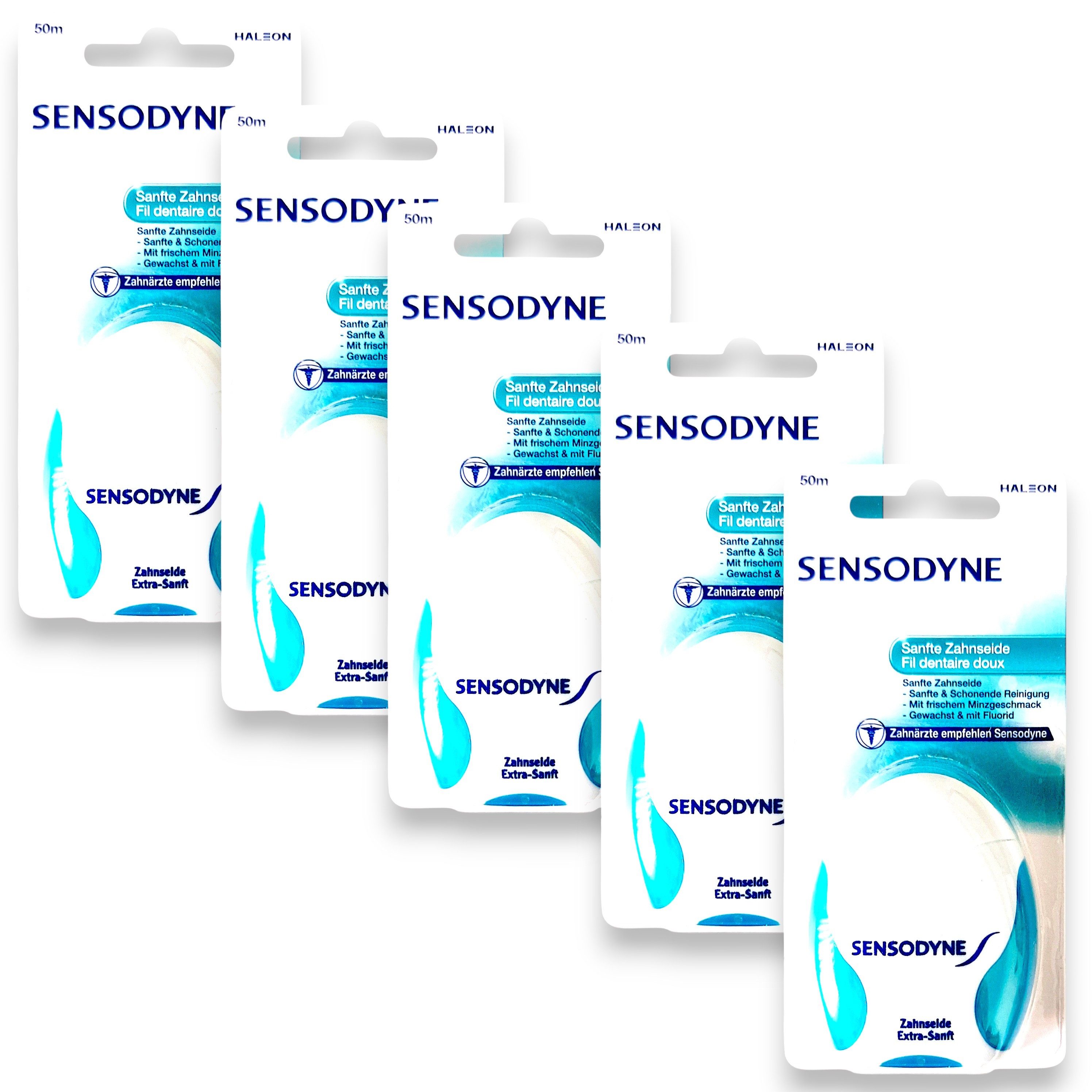 SENSODYNE Zahnseide 5x Sensodyne Zahnseide extra sanft - 5x 50m, (0-St)