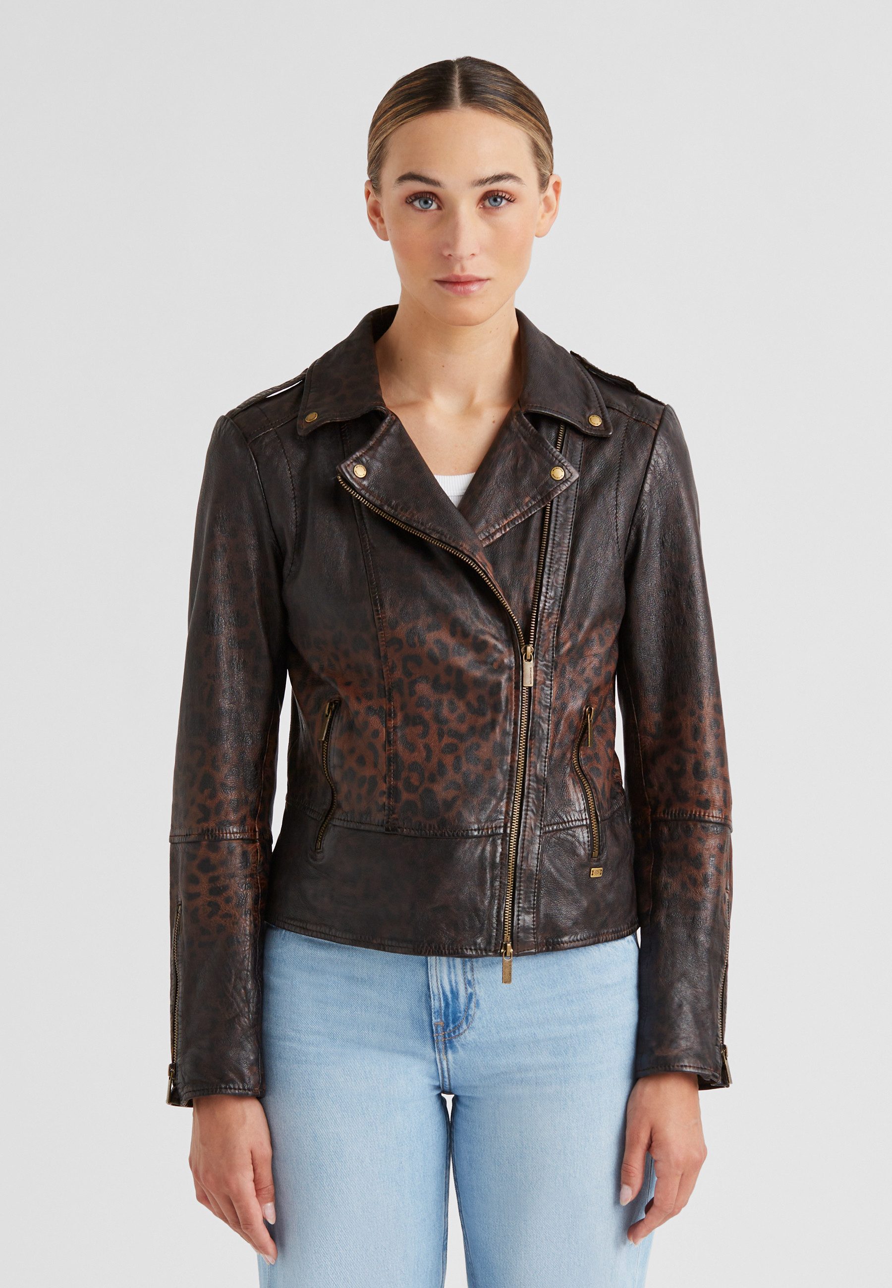 Milestone Bikerjacke MSMarga Damen Lederjacke Jacke Leder schlanke Passform