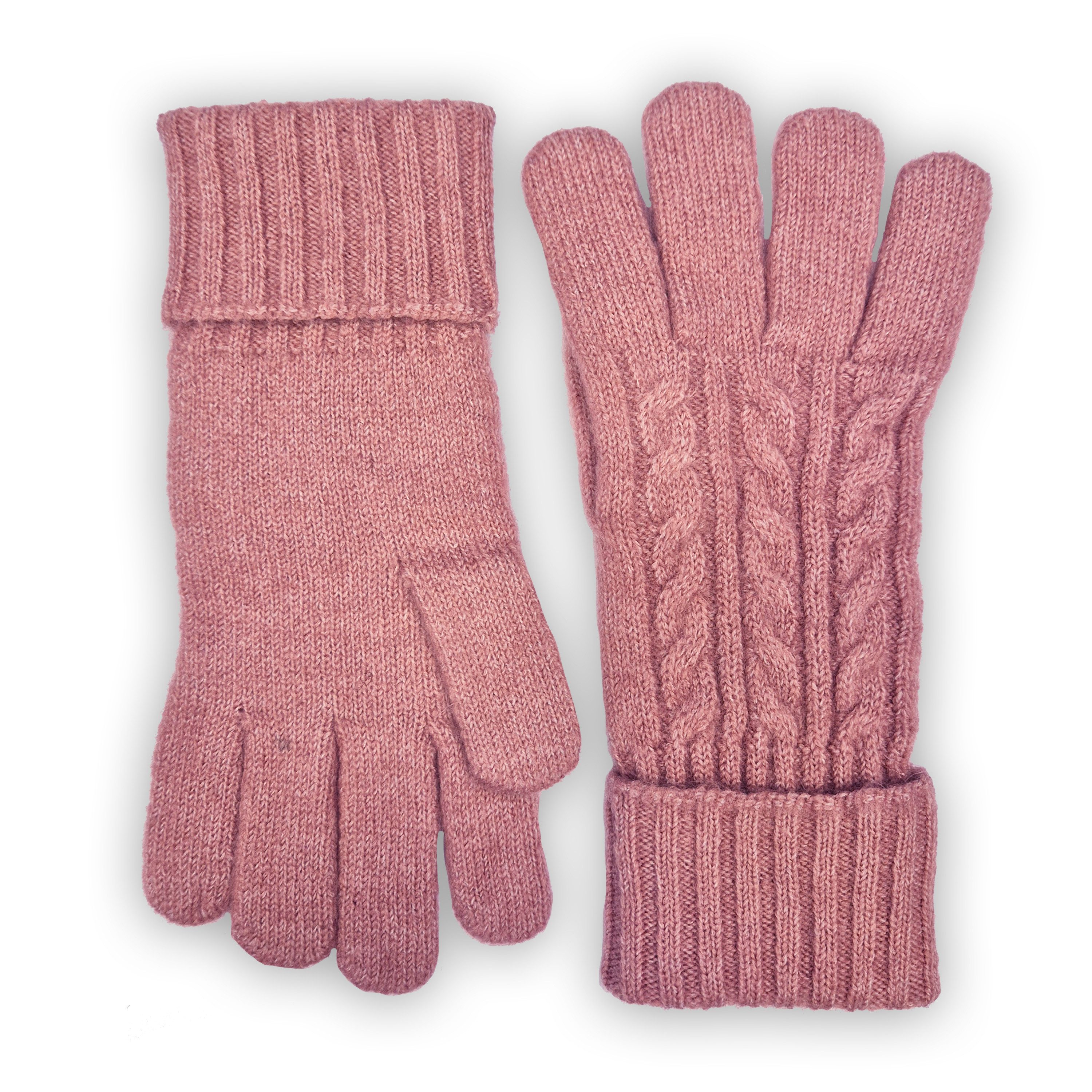 Capelli New York Strickhandschuhe (1 Paar) mit Zopfstrickmuster, Feinstrick, breiter Umschlag, wärmend