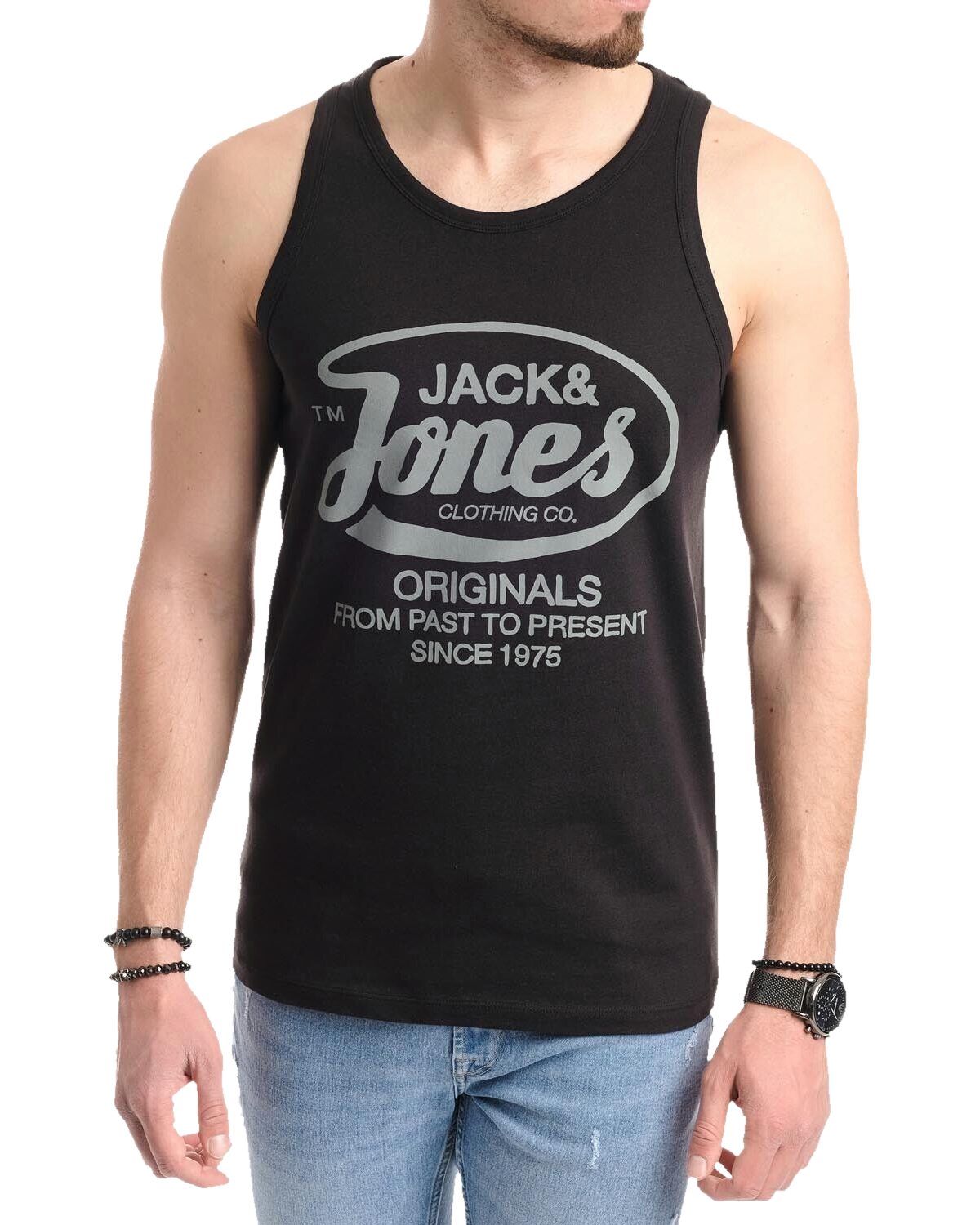 Jack & Jones Tanktop Bequemes Slimfit Shirt mit Printdruck (3er-Pack) mit Print